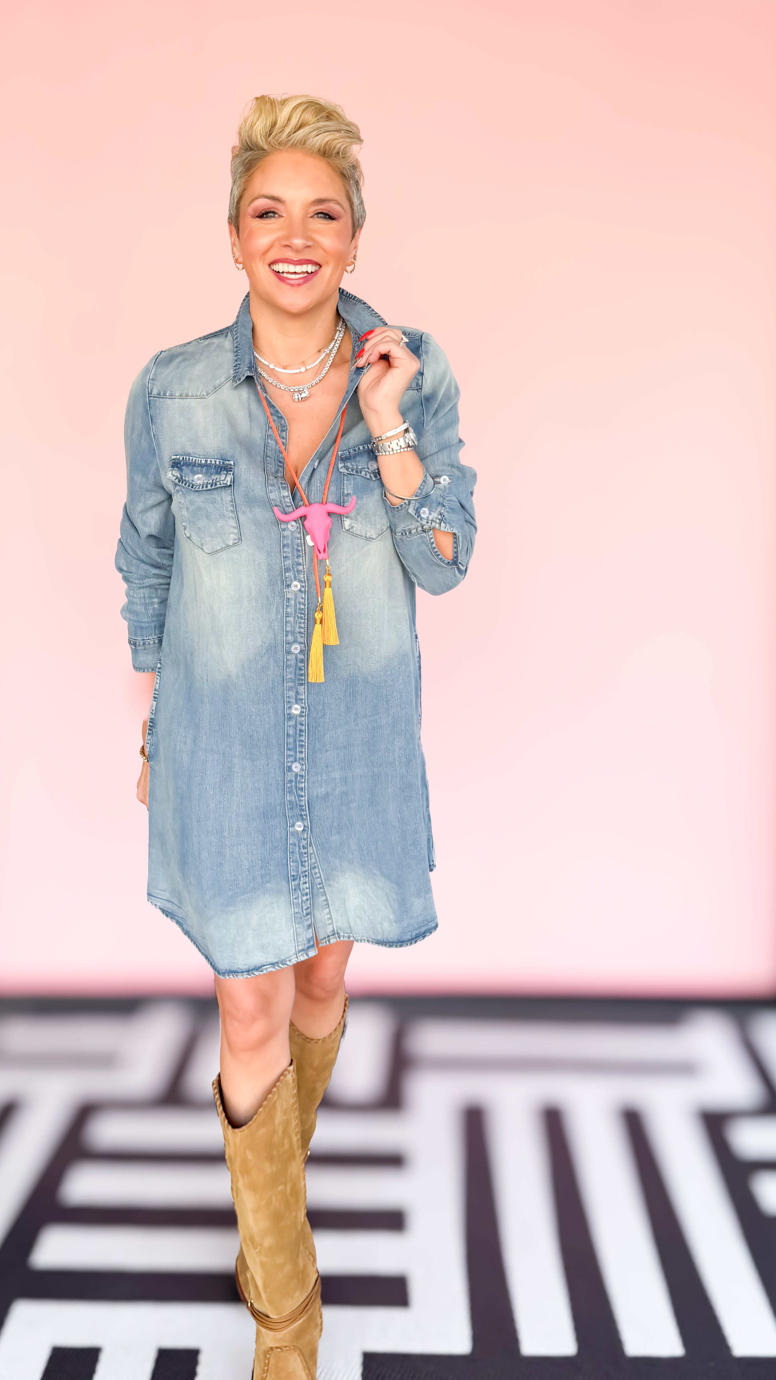 Maddie Long Sleeve Denim Shirt Dress - The BLVD