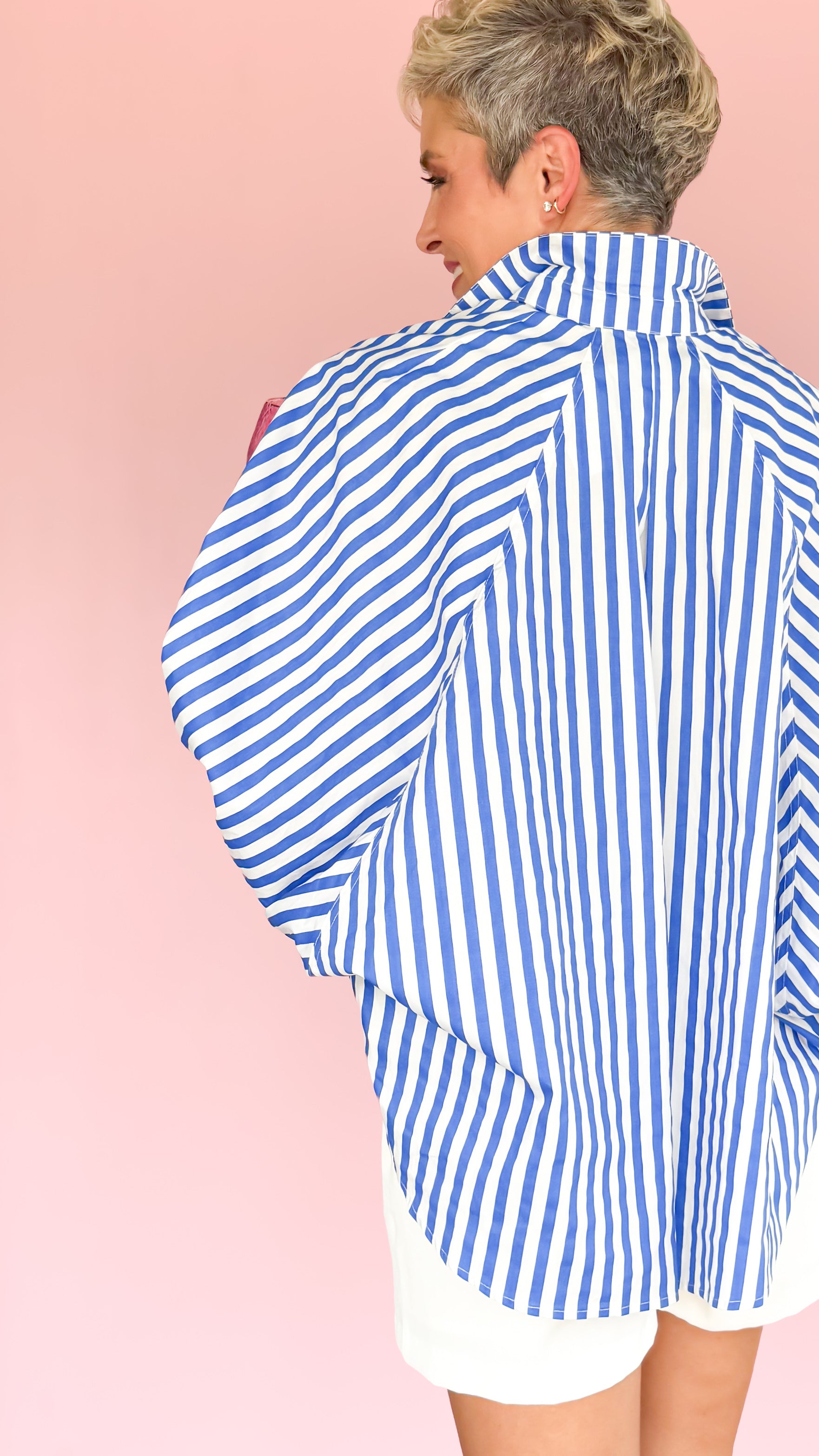 Stripe Dolman Sleeve Top/Blue