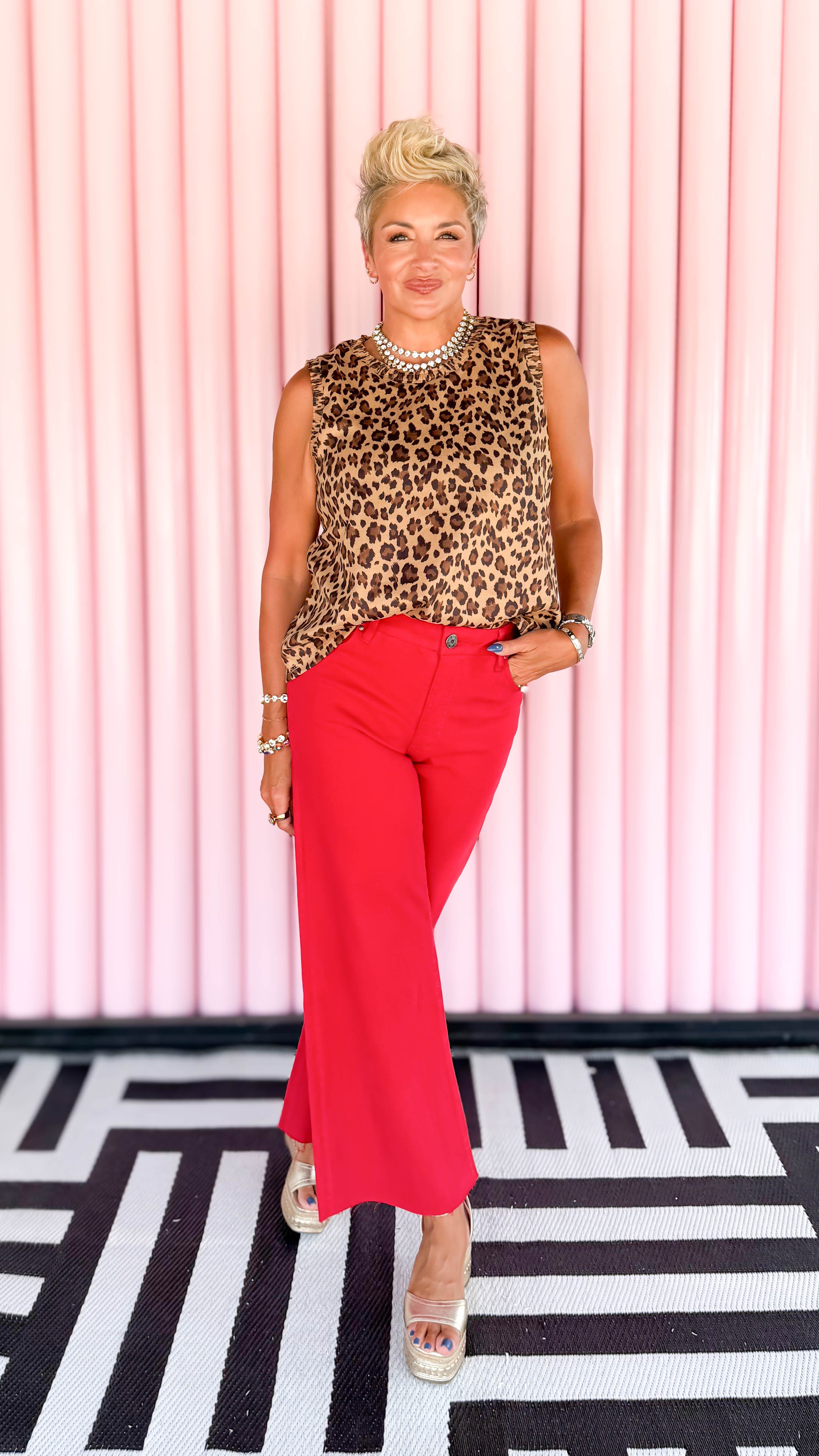 Meg High RiseWide Leg Jean/Red