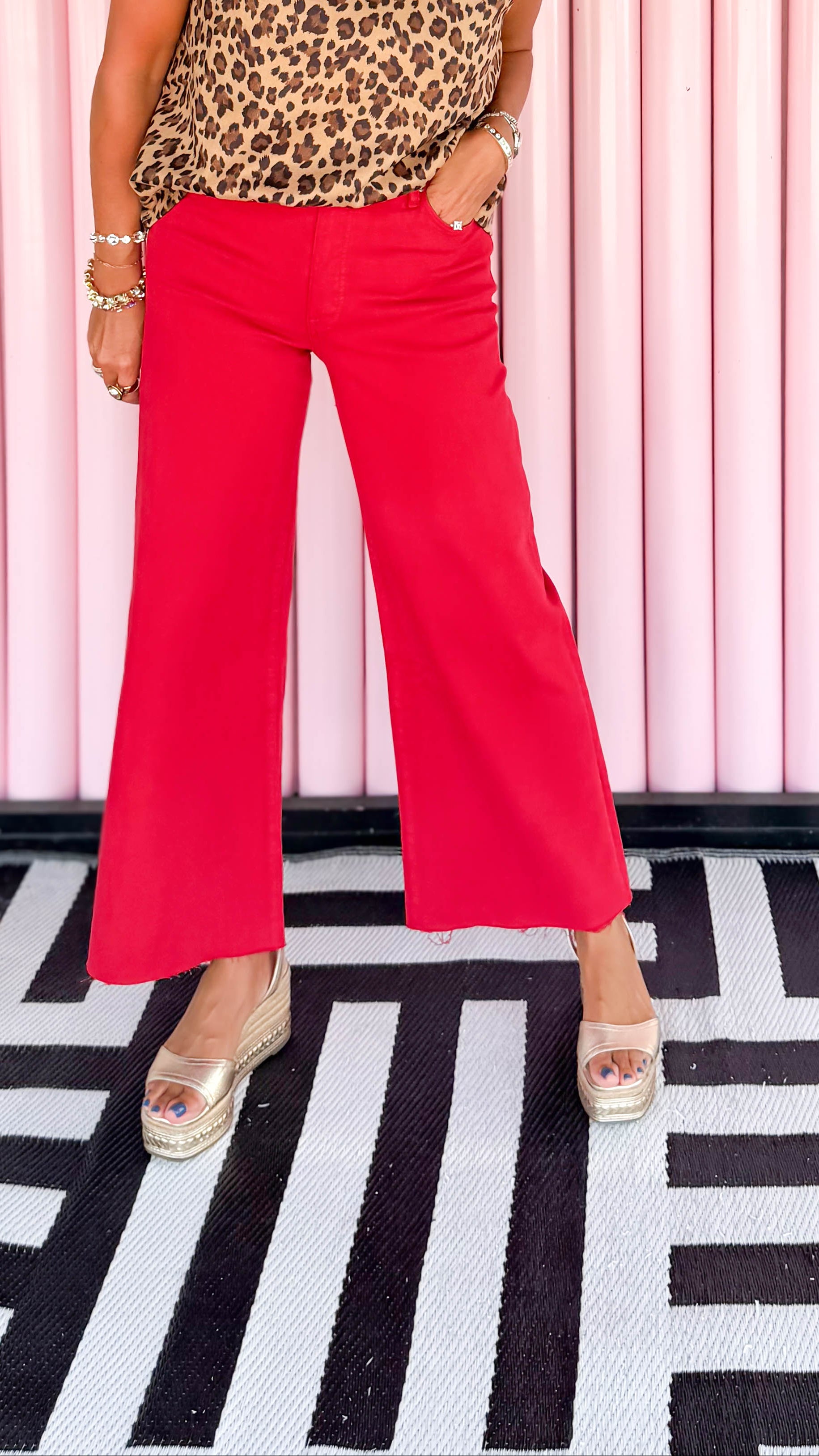 Meg High RiseWide Leg Jean/Red