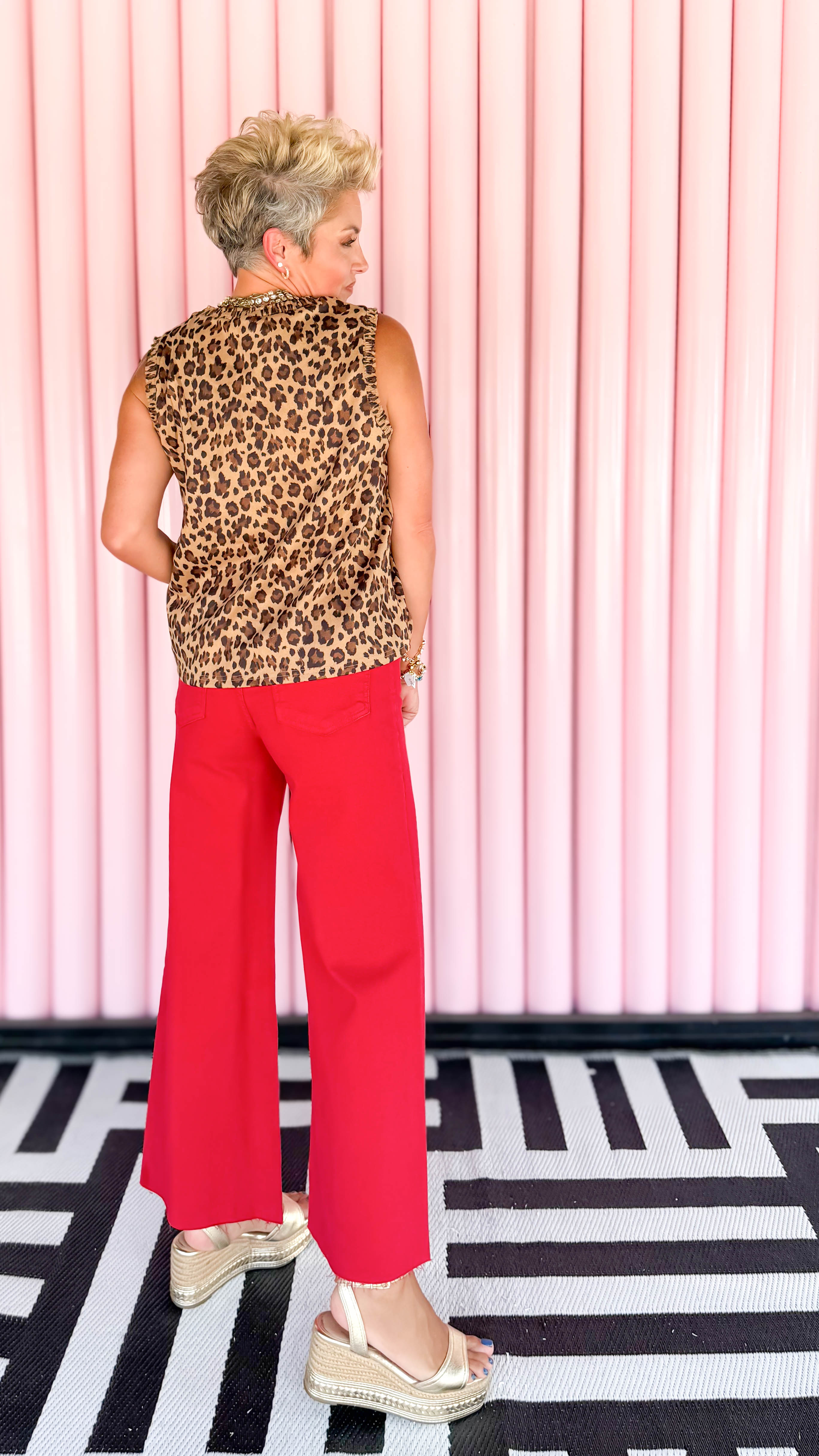 Meg High RiseWide Leg Jean/Red
