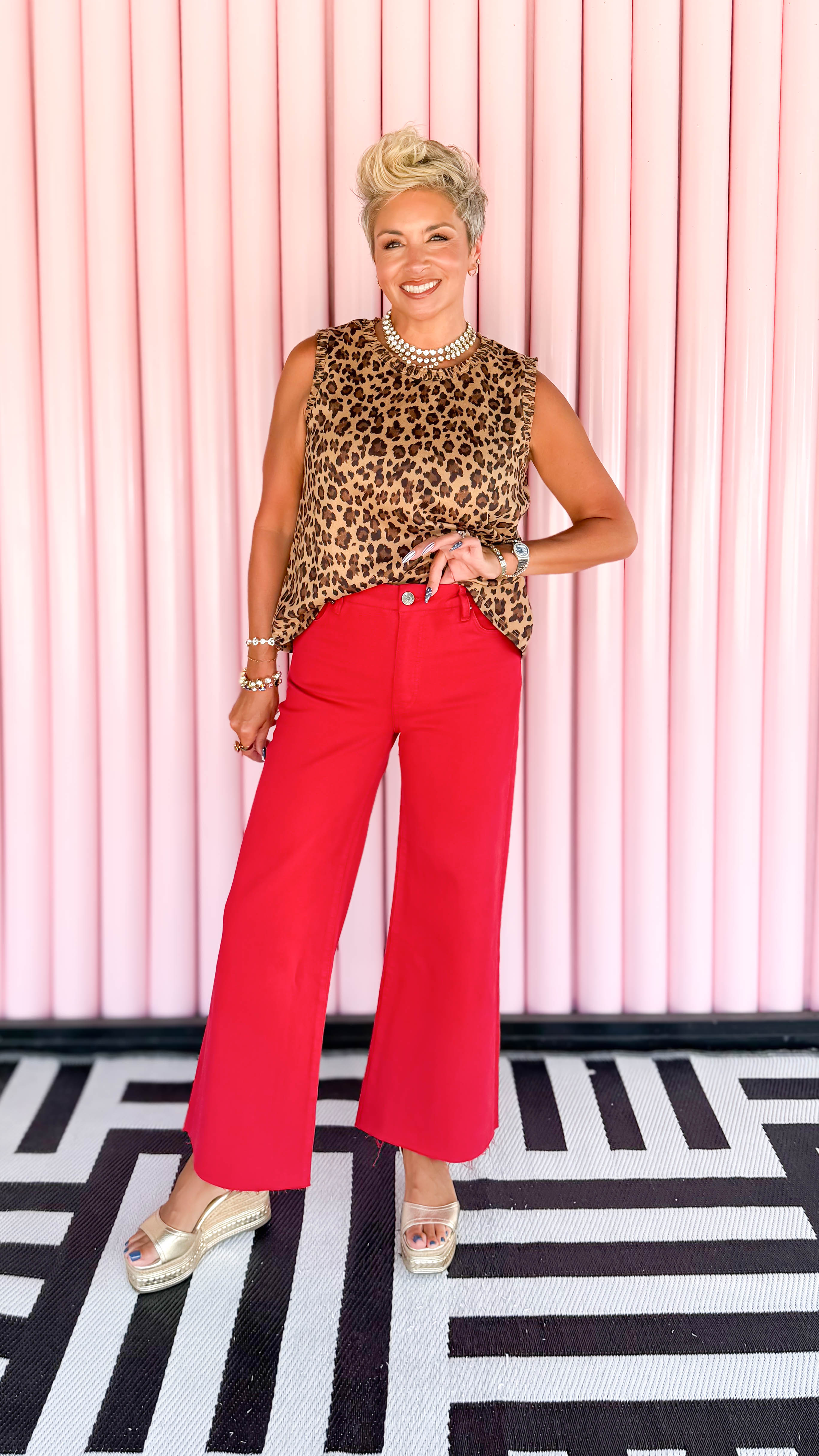 Meg High RiseWide Leg Jean/Red