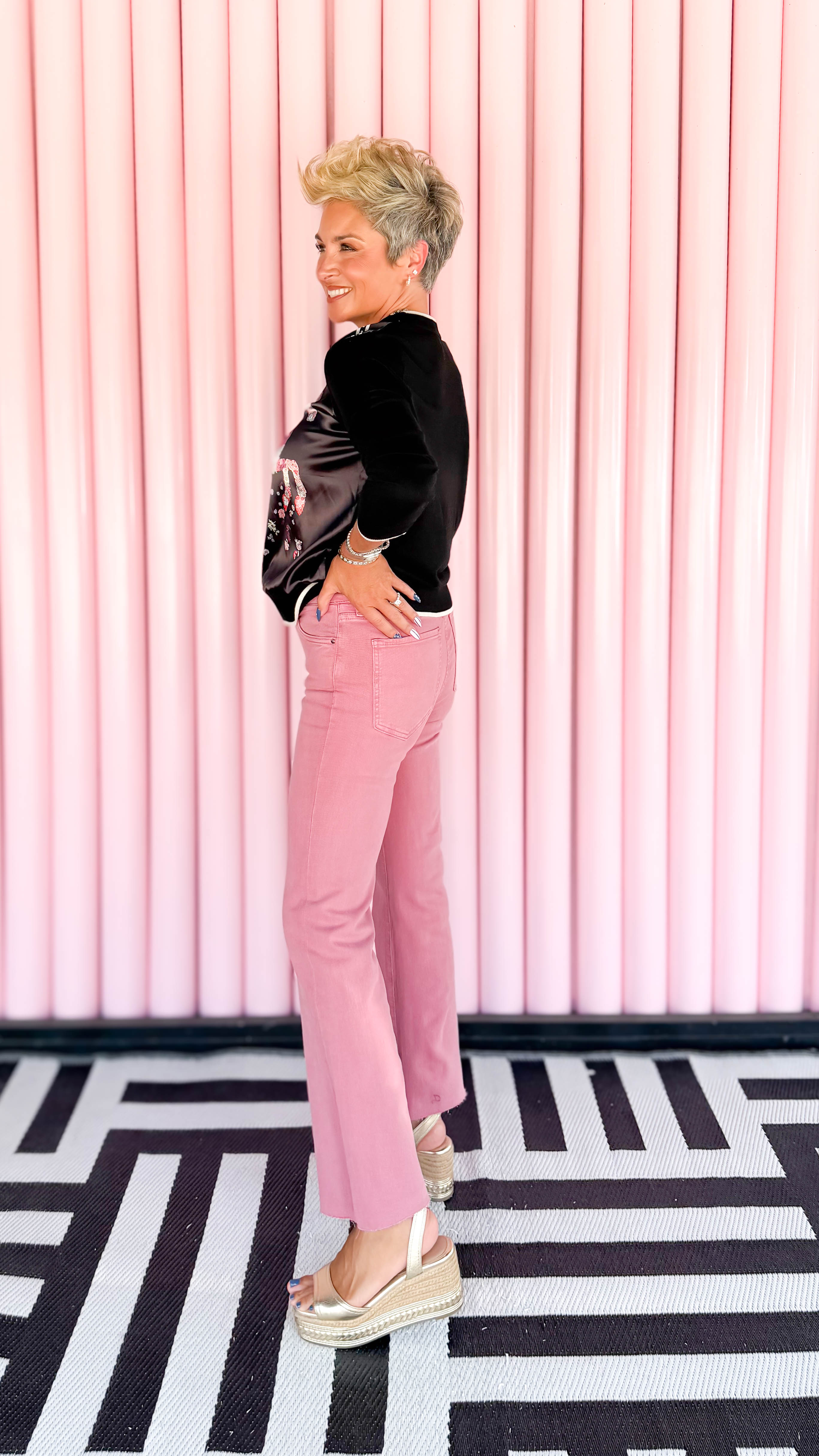 Kelsey High Rise Ankle Flare/Rose Garden