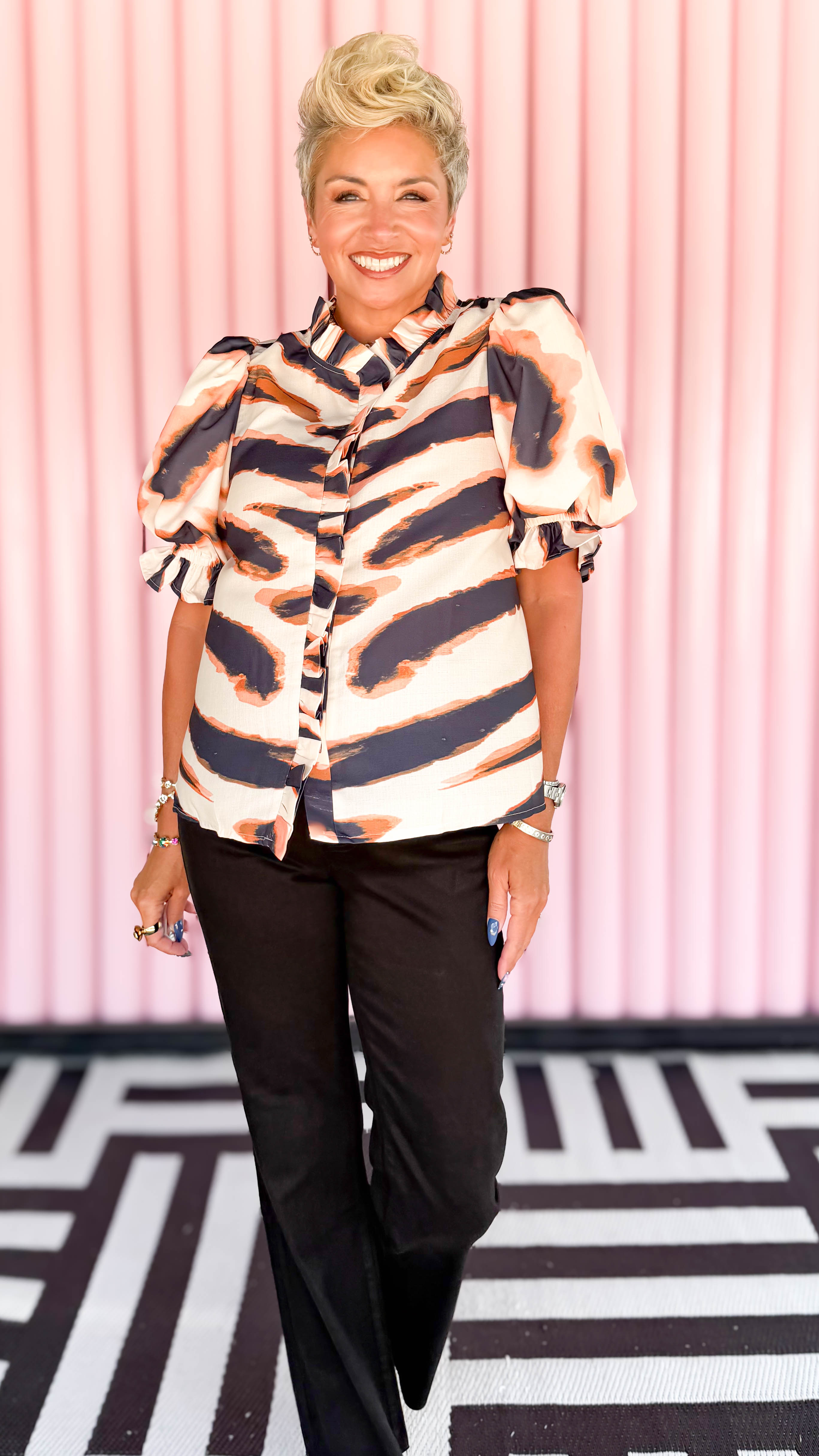 Tiger Flutter Sleeve Top