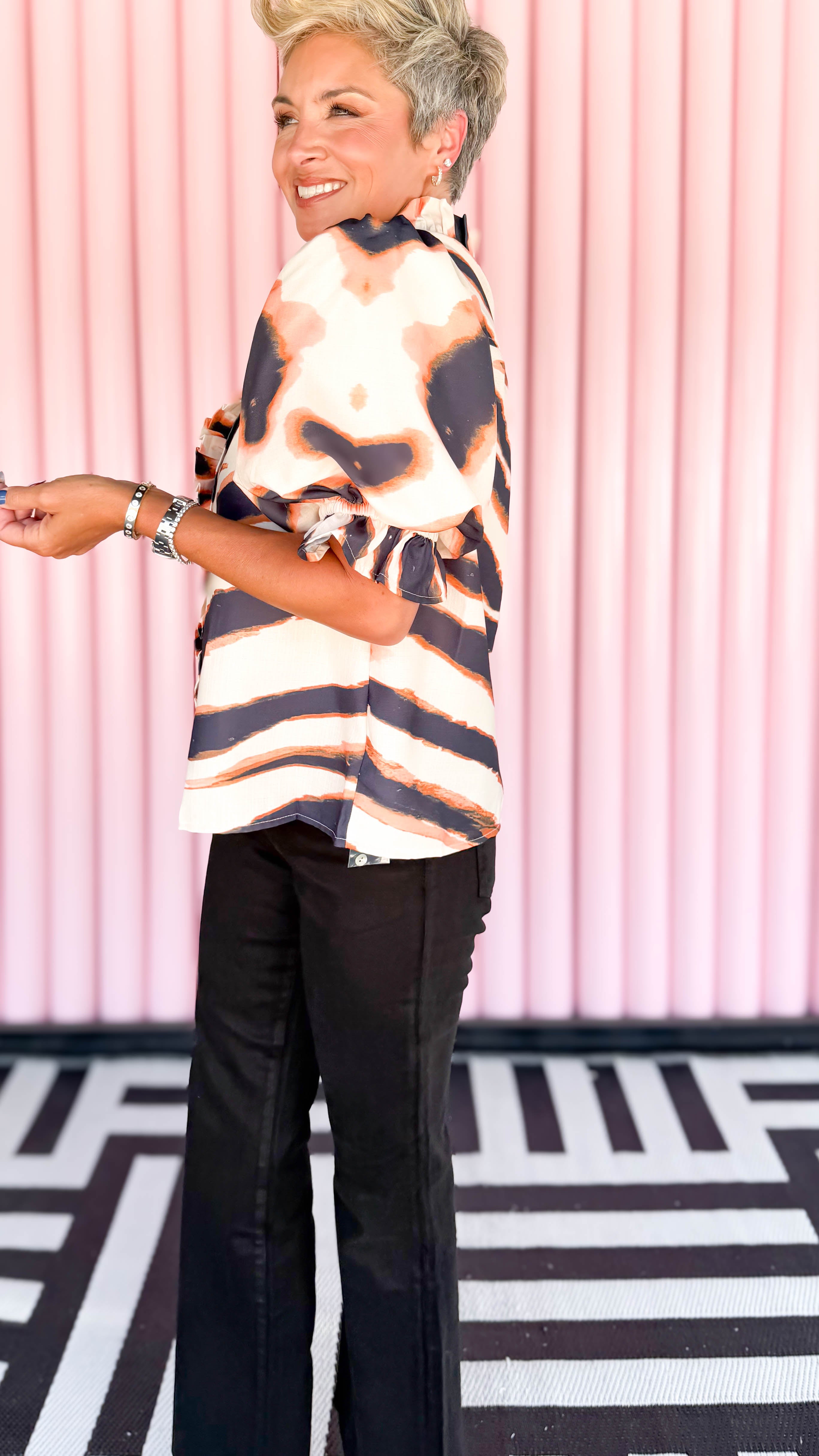 Tiger Flutter Sleeve Top