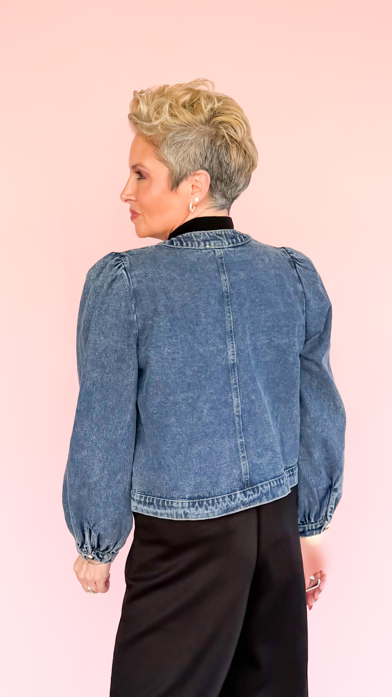Puff Sleeve Denim Jacket - The BLVD