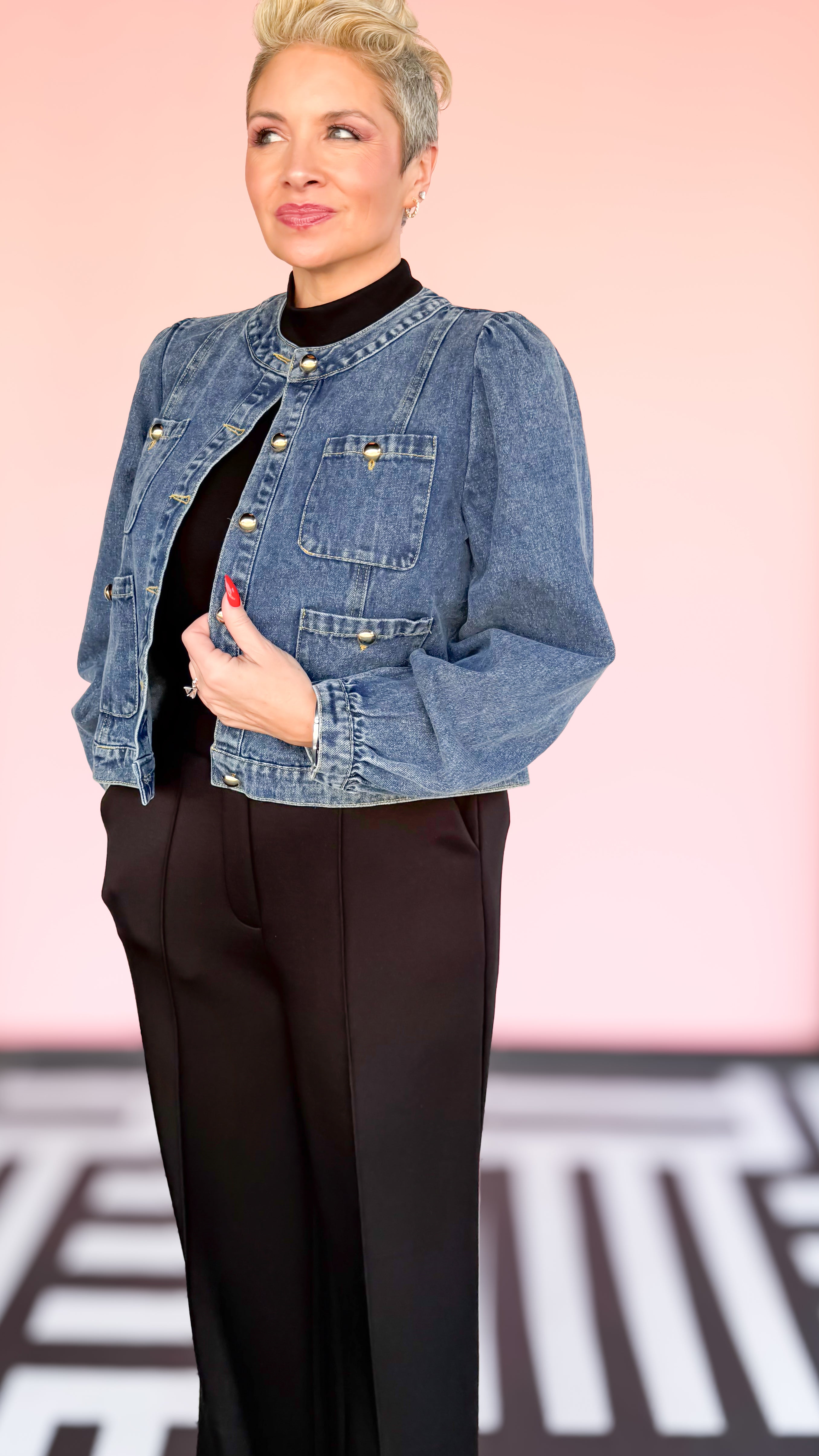 Puff Sleeve Denim Jacket - The BLVD
