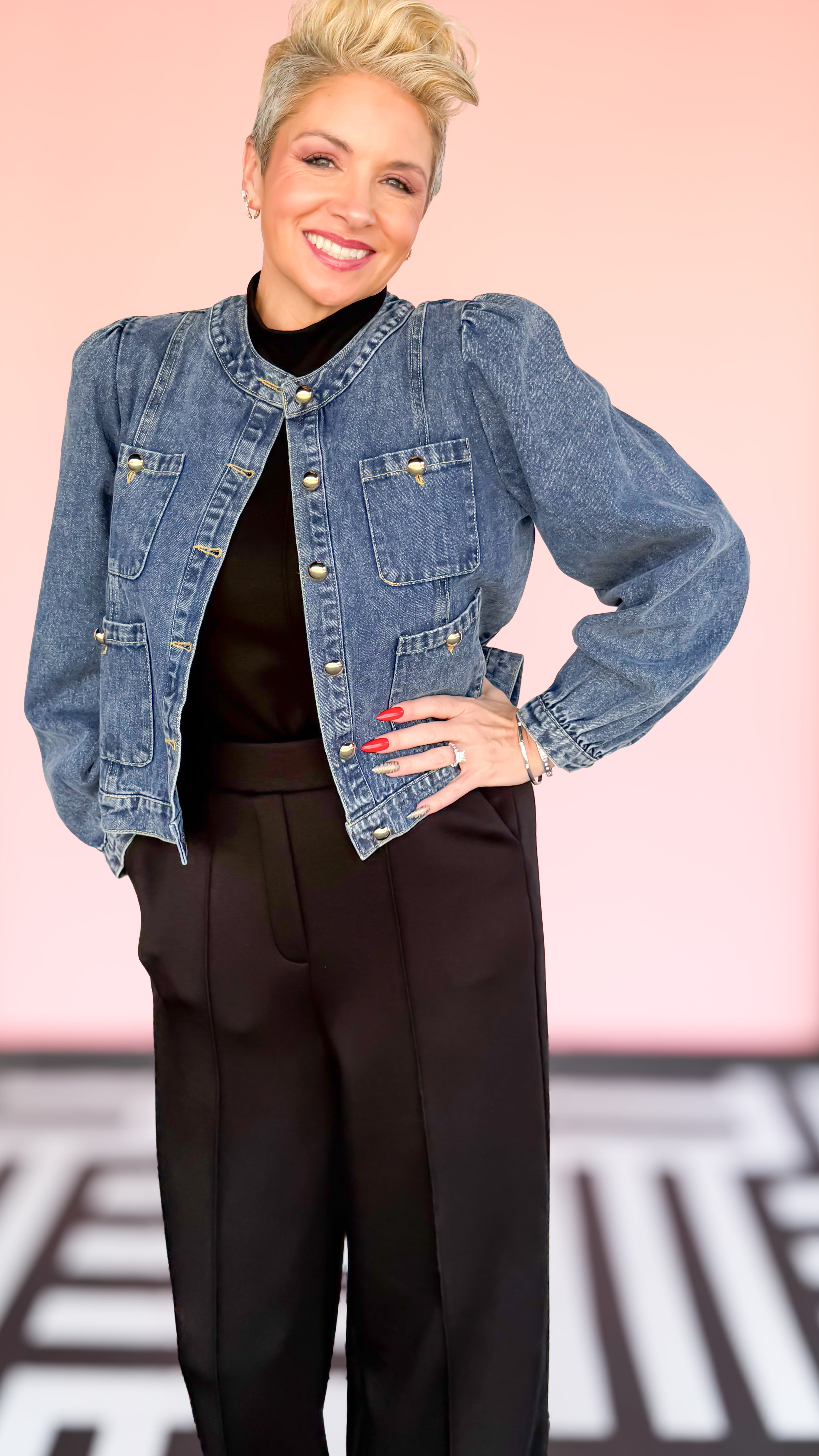 Puff Sleeve Denim Jacket - The BLVD