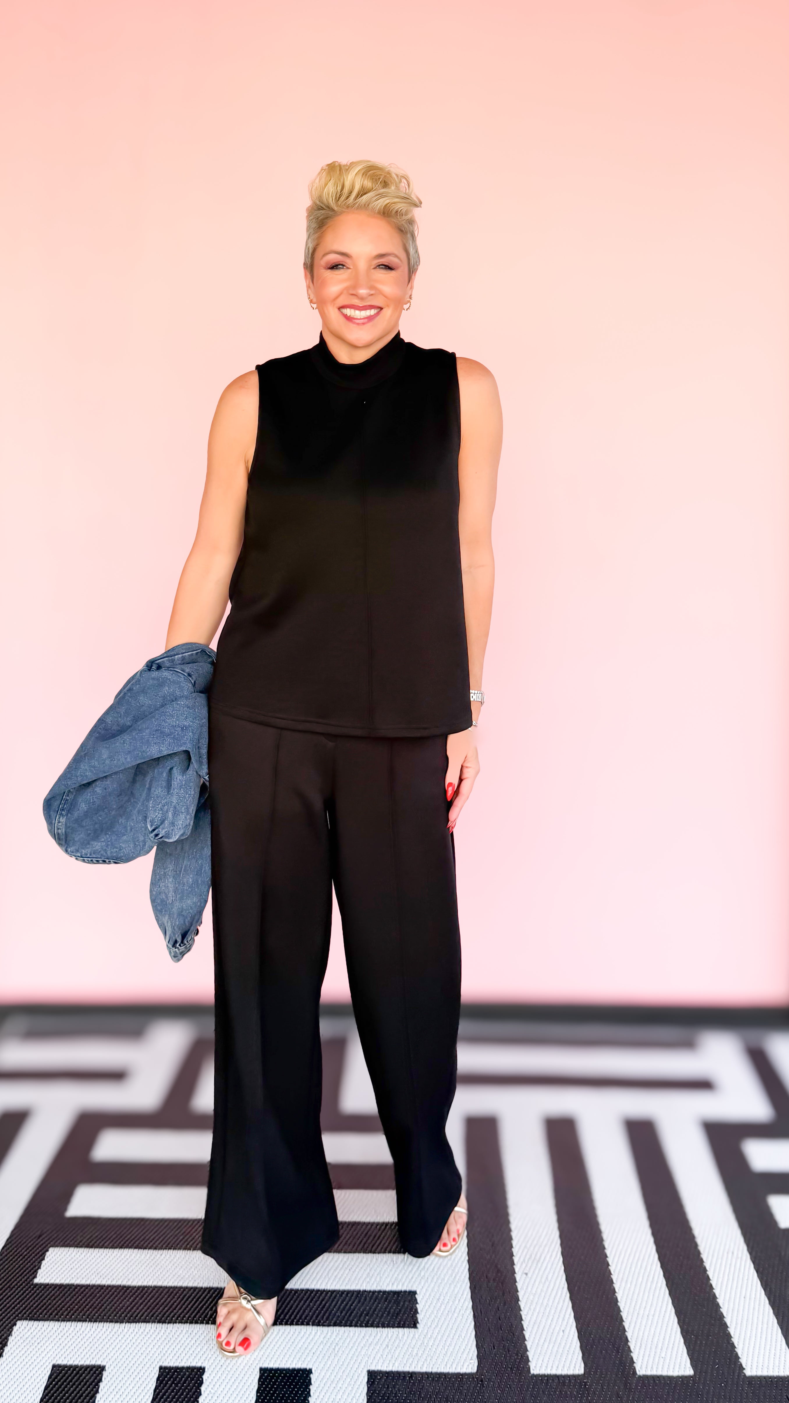 Gina Pin tuck Knit Pants/BLACK - The BLVD