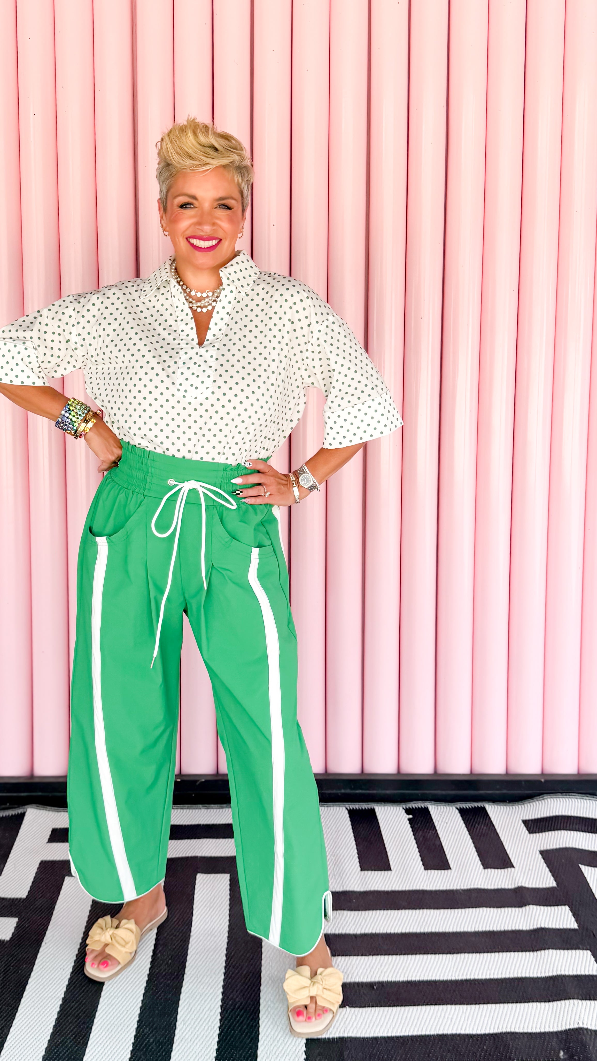 Green Polka Dot 1/2 Sleeve Top