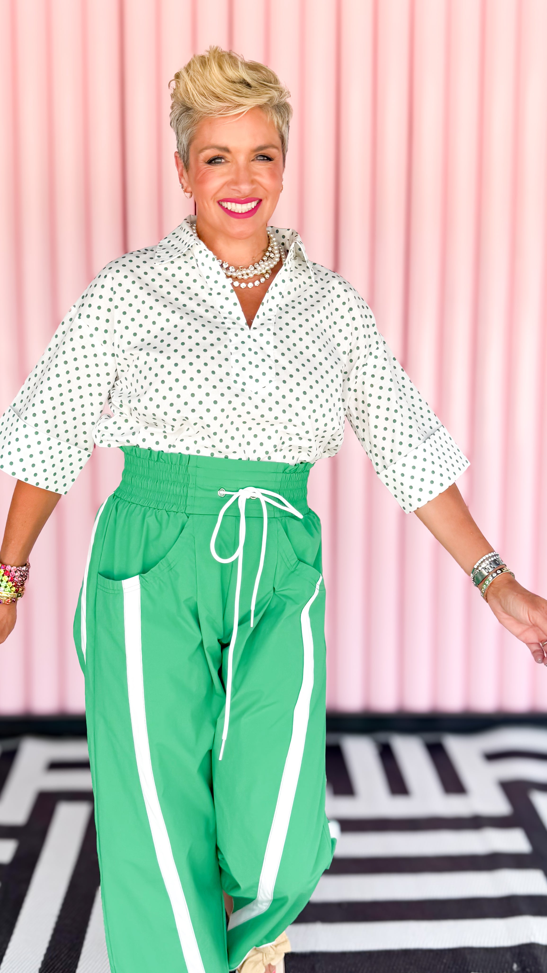 Green Polka Dot 1/2 Sleeve Top