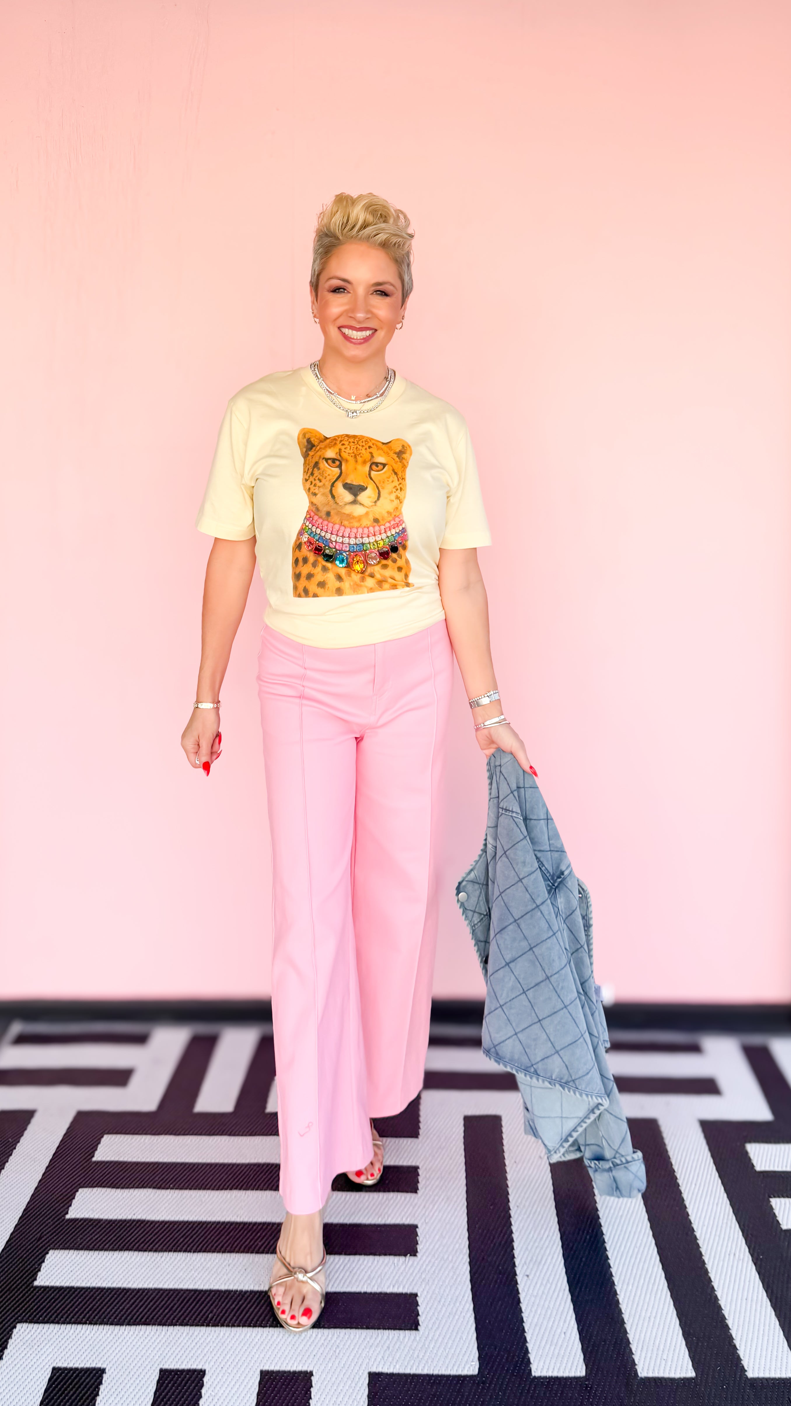 Trouser Jeans with Pintuck Stitch/Bubblegum - The BLVD