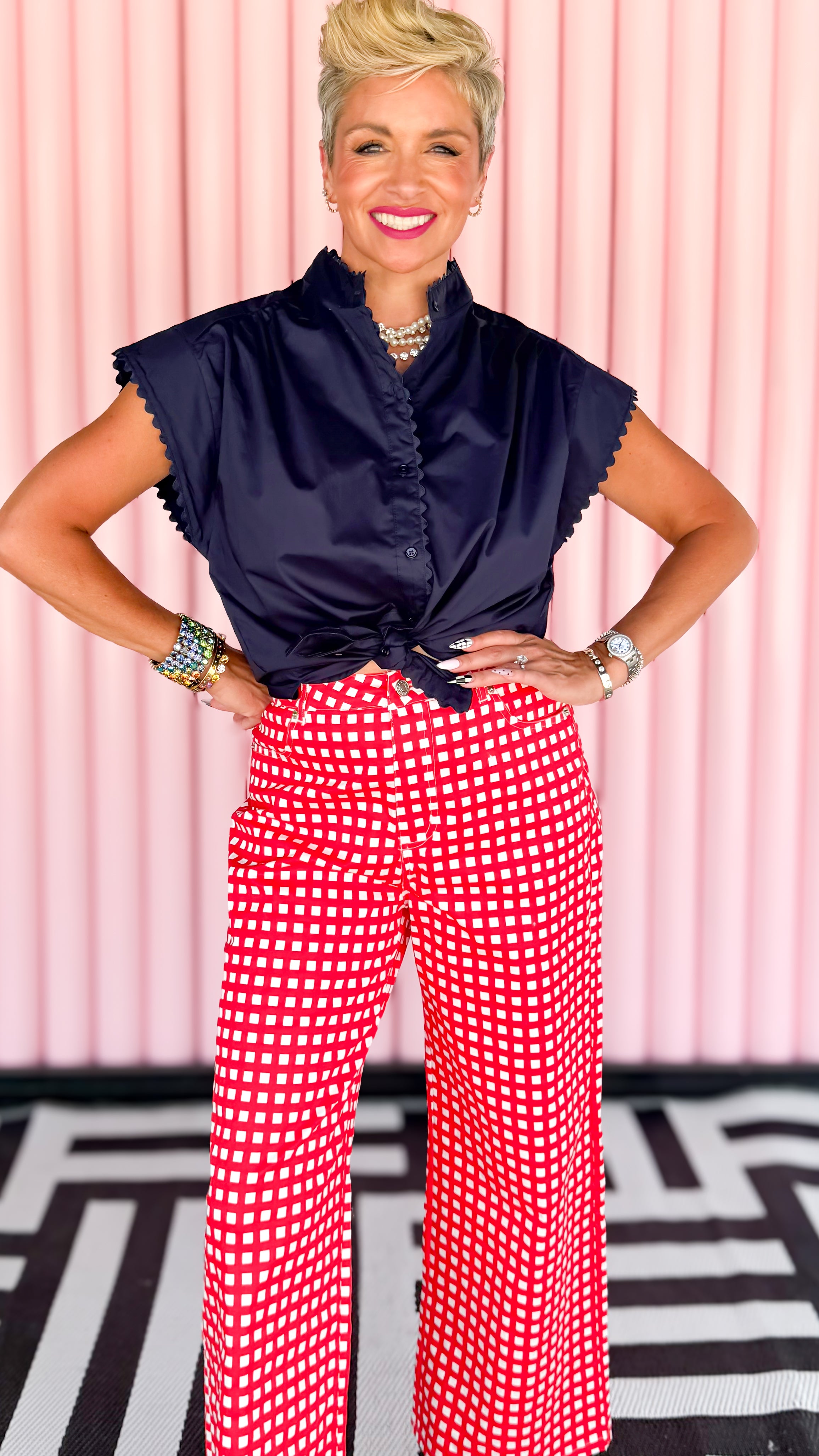 Ric Rac Trimmed Top/Navy