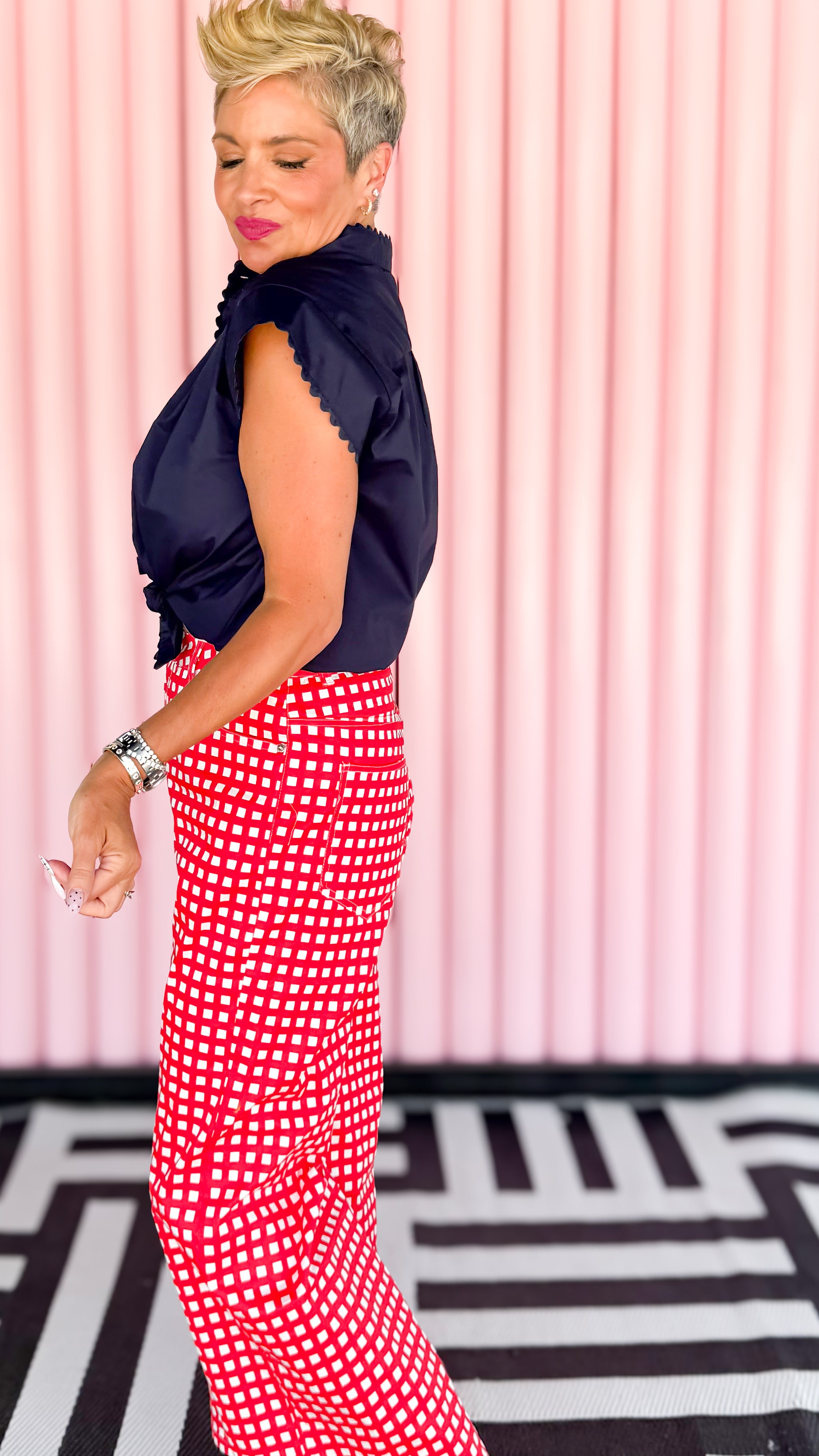 Ric Rac Trimmed Top/Navy