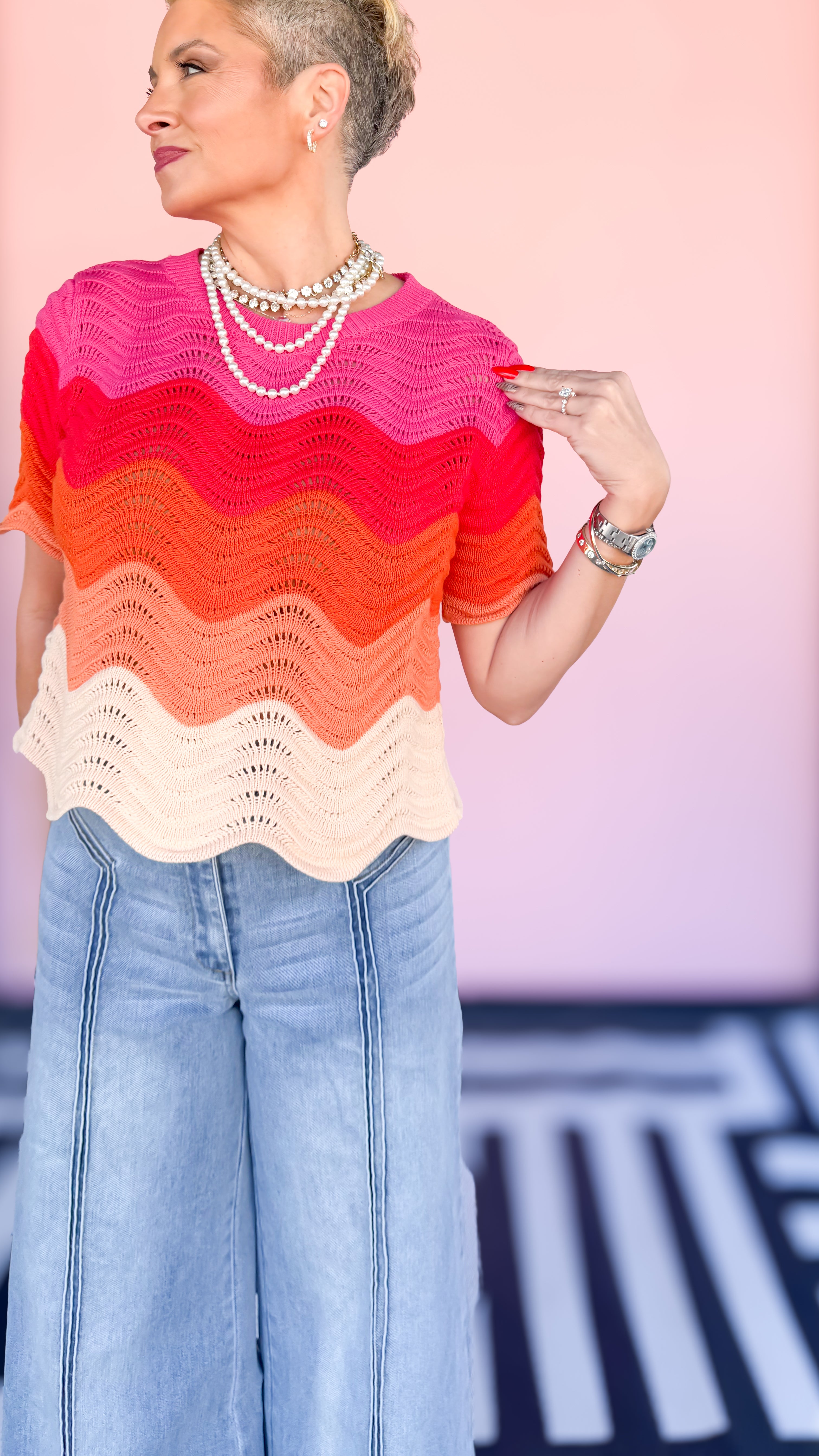 Fuchsia Waves Sweater - The BLVD