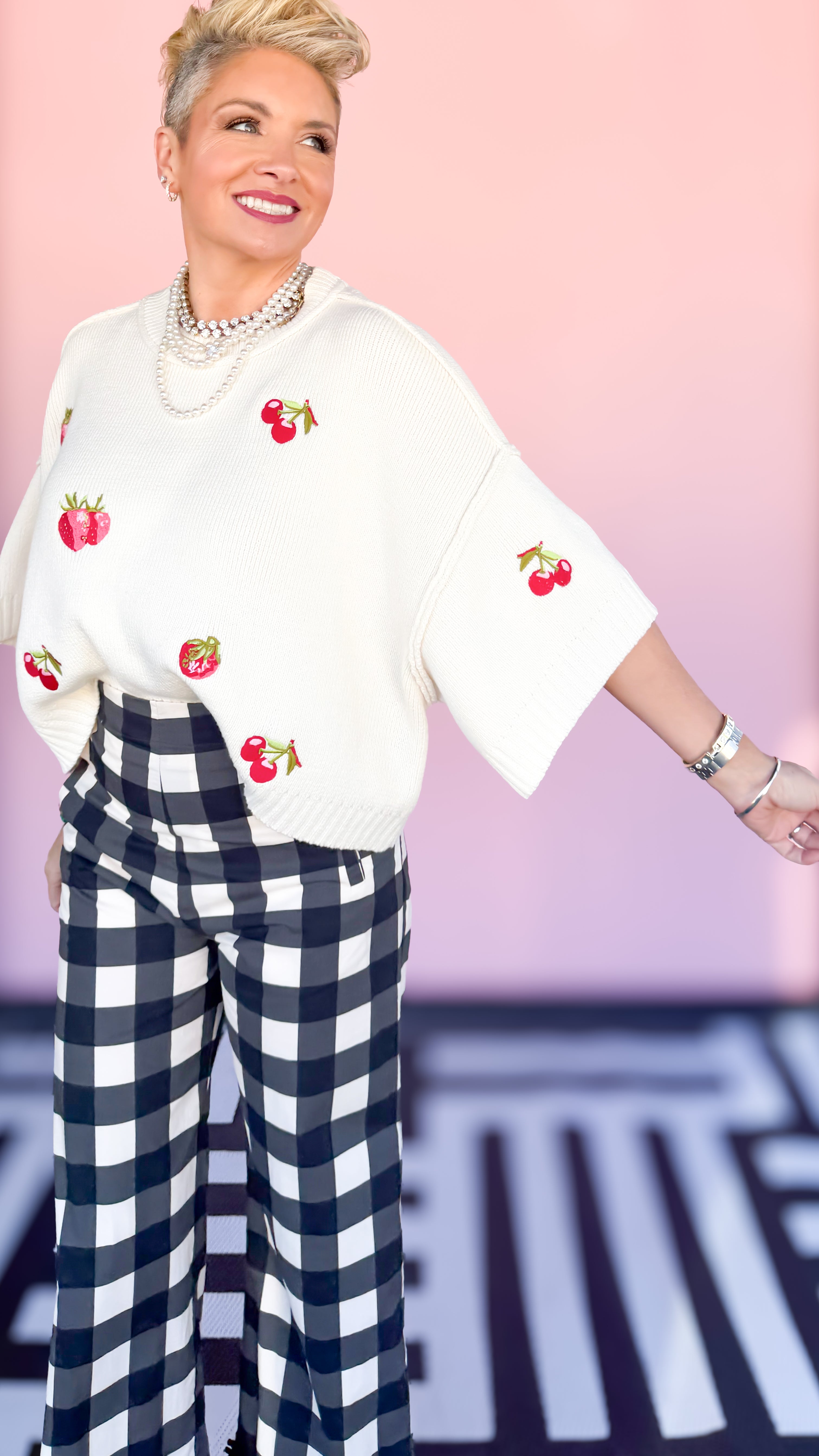 Fruity 3/4 Sleeve Sweater/Cream - The BLVD