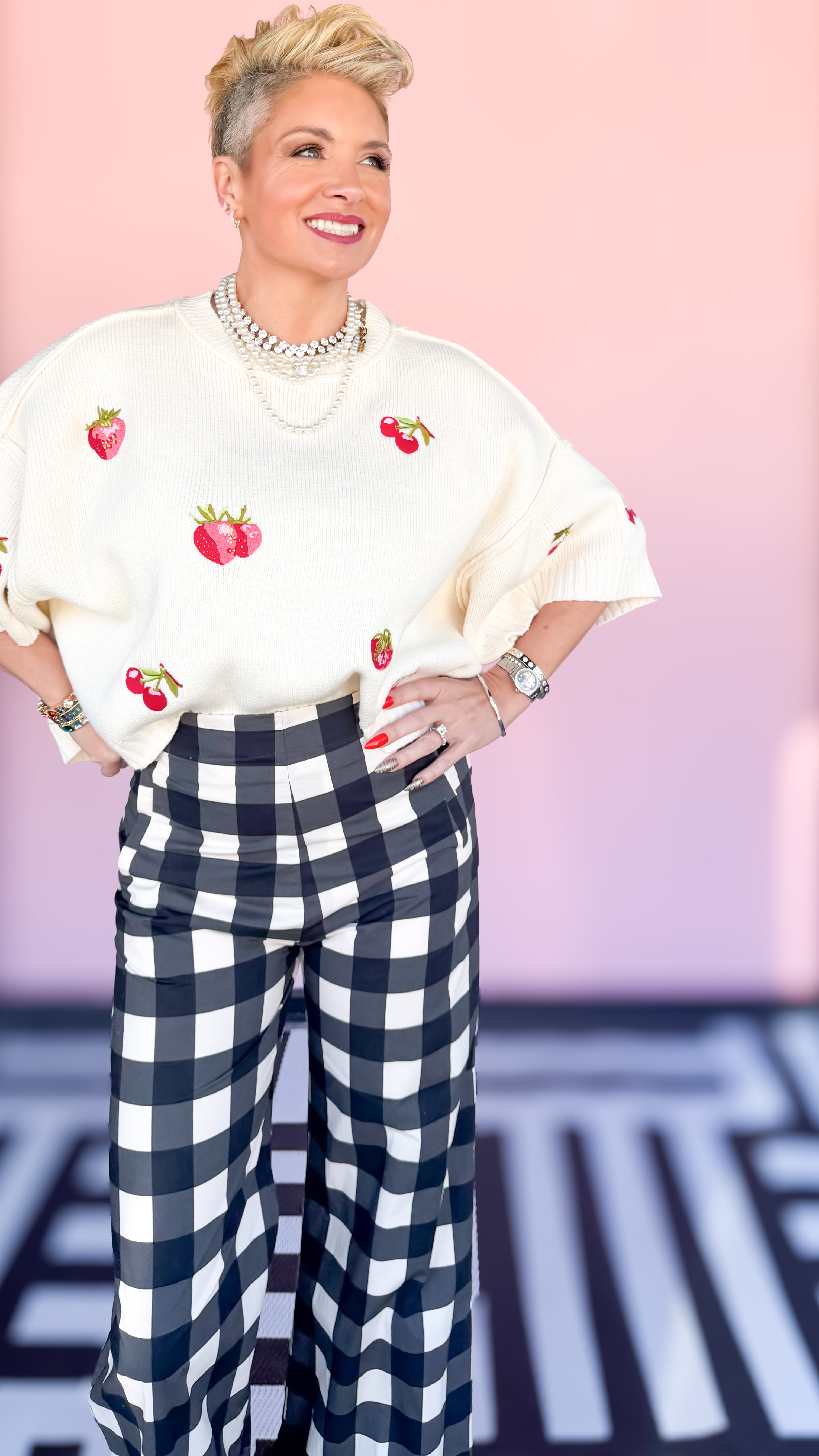 Fruity 3/4 Sleeve Sweater/Cream - The BLVD