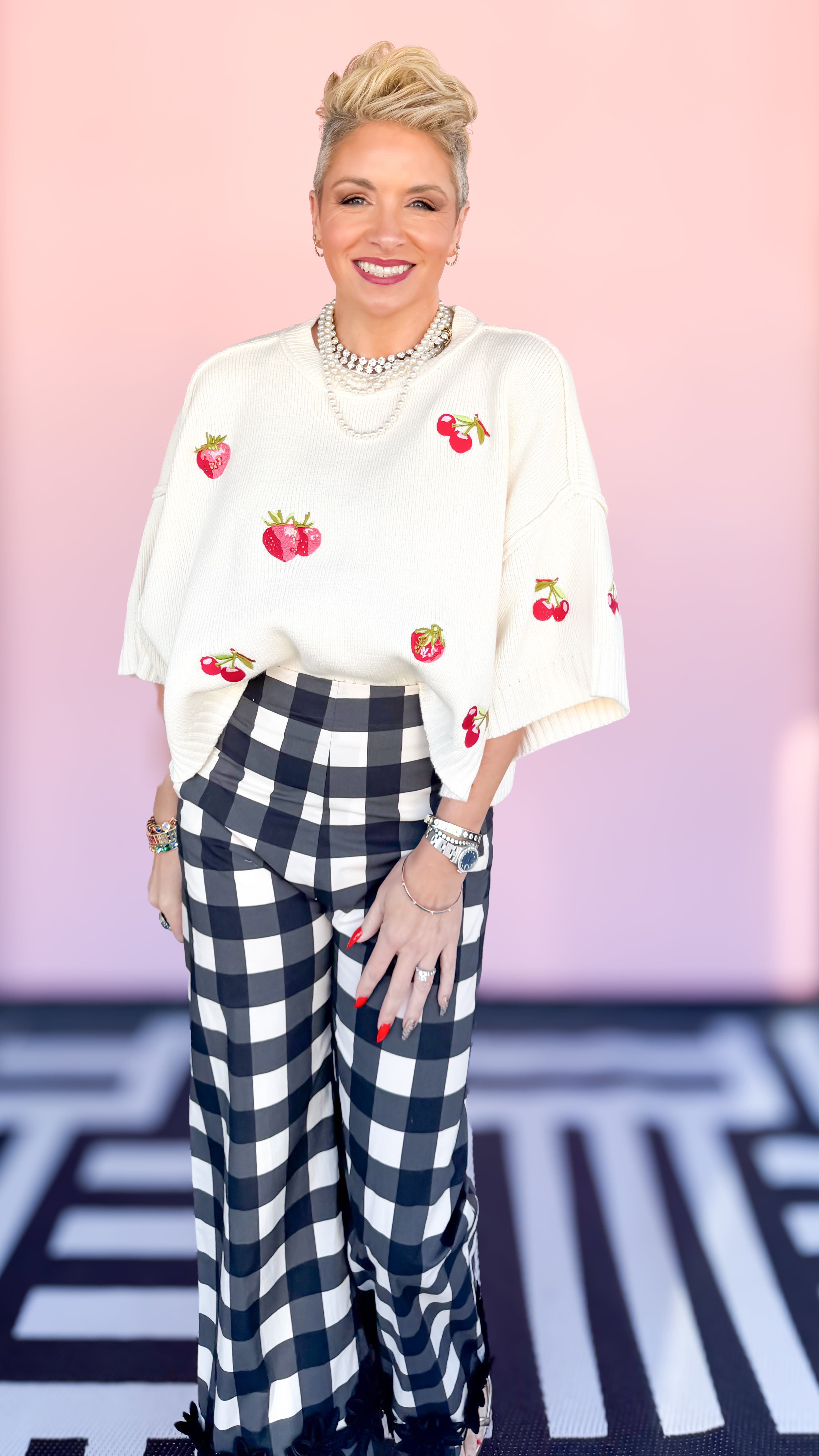 Fruity 3/4 Sleeve Sweater/Cream - The BLVD