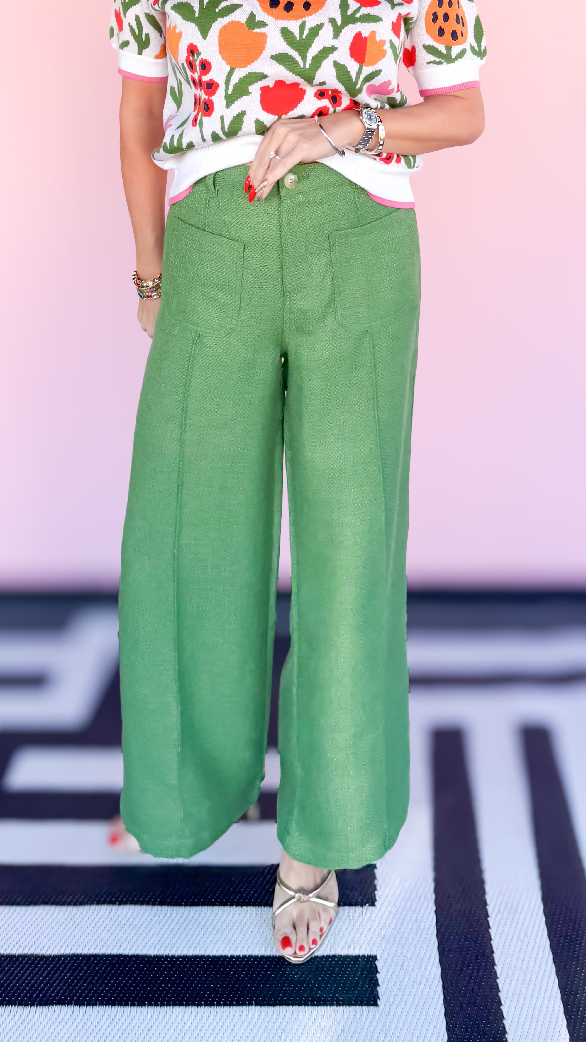 Fran Front Pocket Twill Pant/GREEN - The BLVD