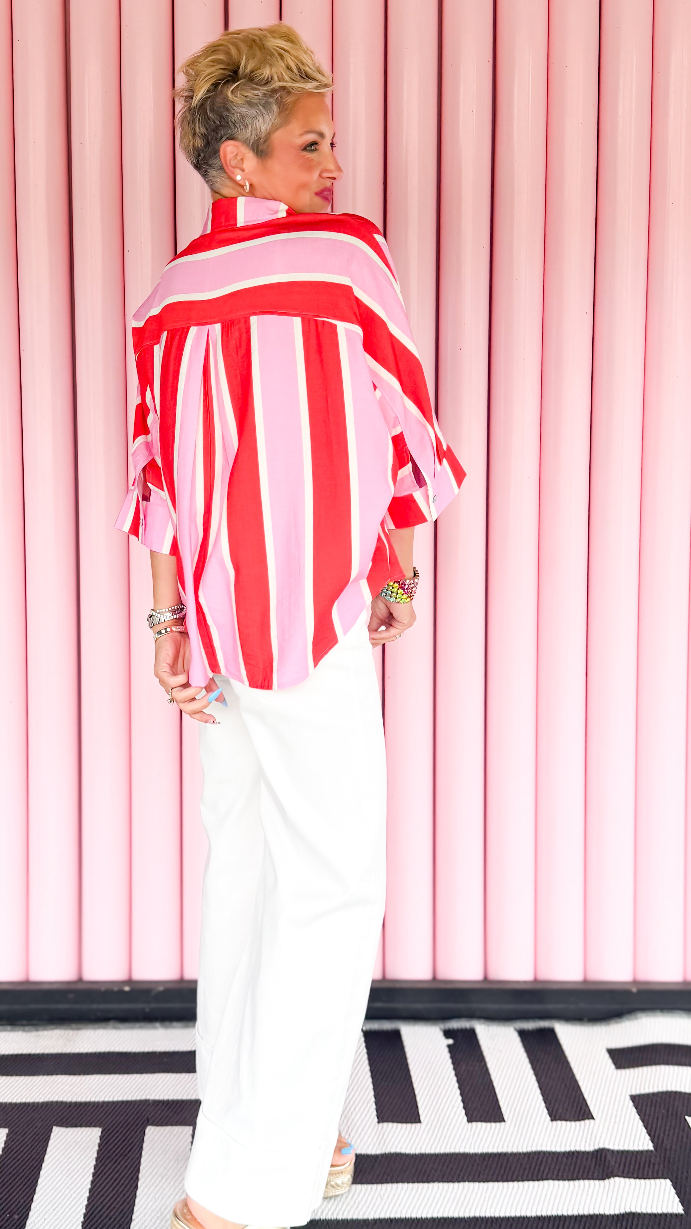 Bold Stripe Top/Pink&Orange