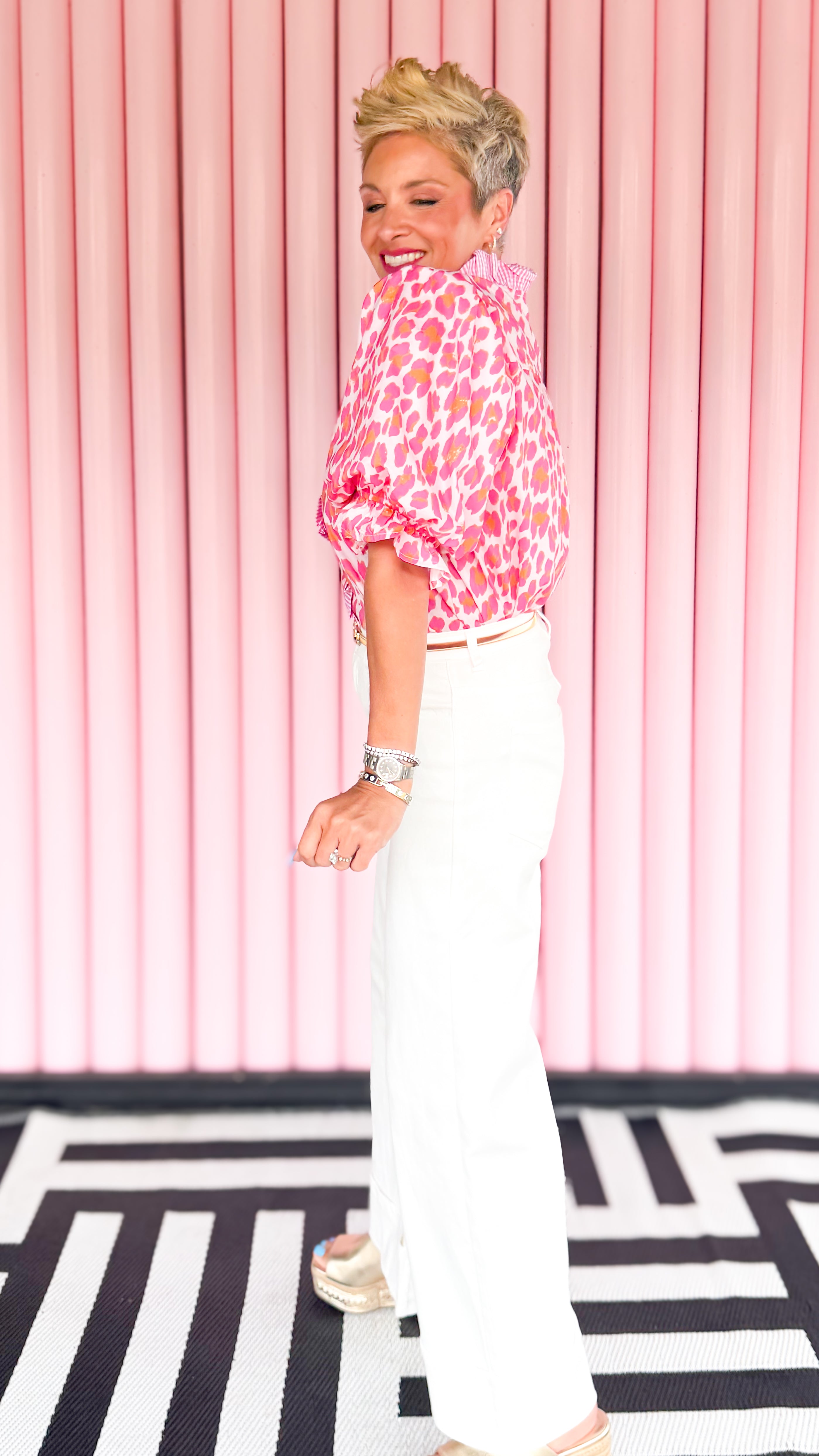 Cuffed High Waisted Jeans/Off White