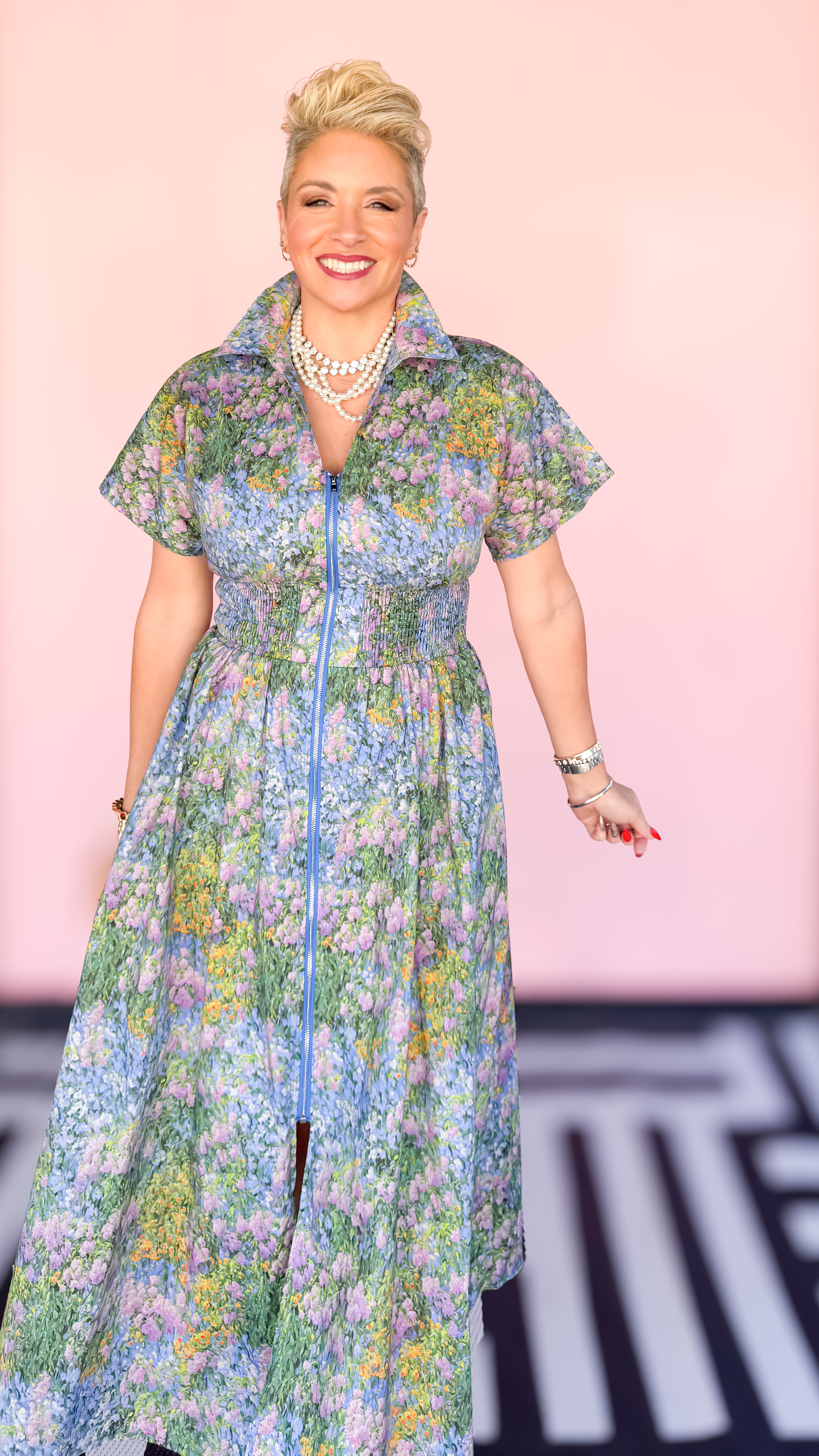 Watercolor Short Sleeve Midi Dress - The BLVD