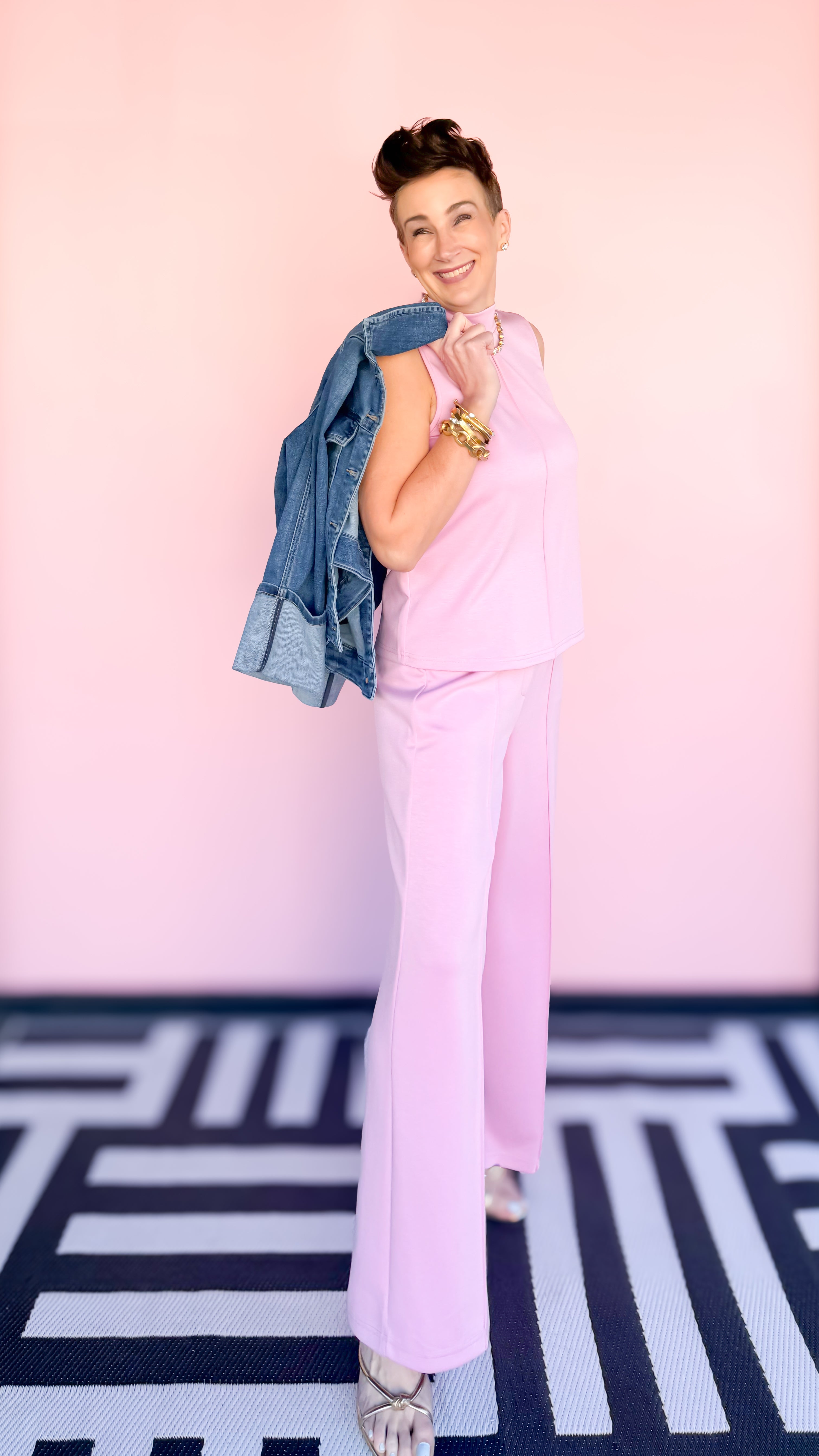 Gina Pin tuck Knit Pants/Pink - The BLVD