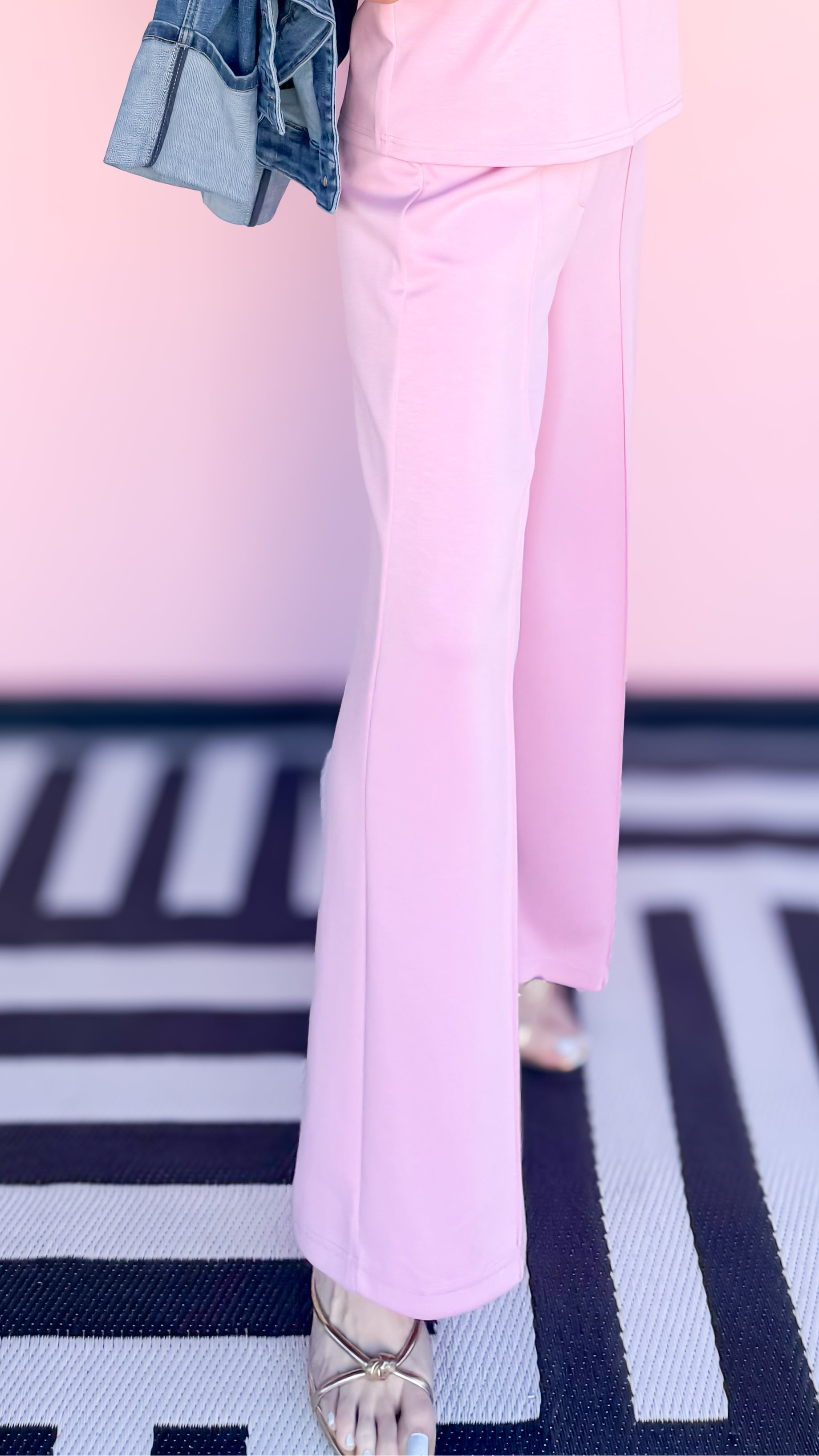 Gina Pin tuck Knit Pants/Pink - The BLVD