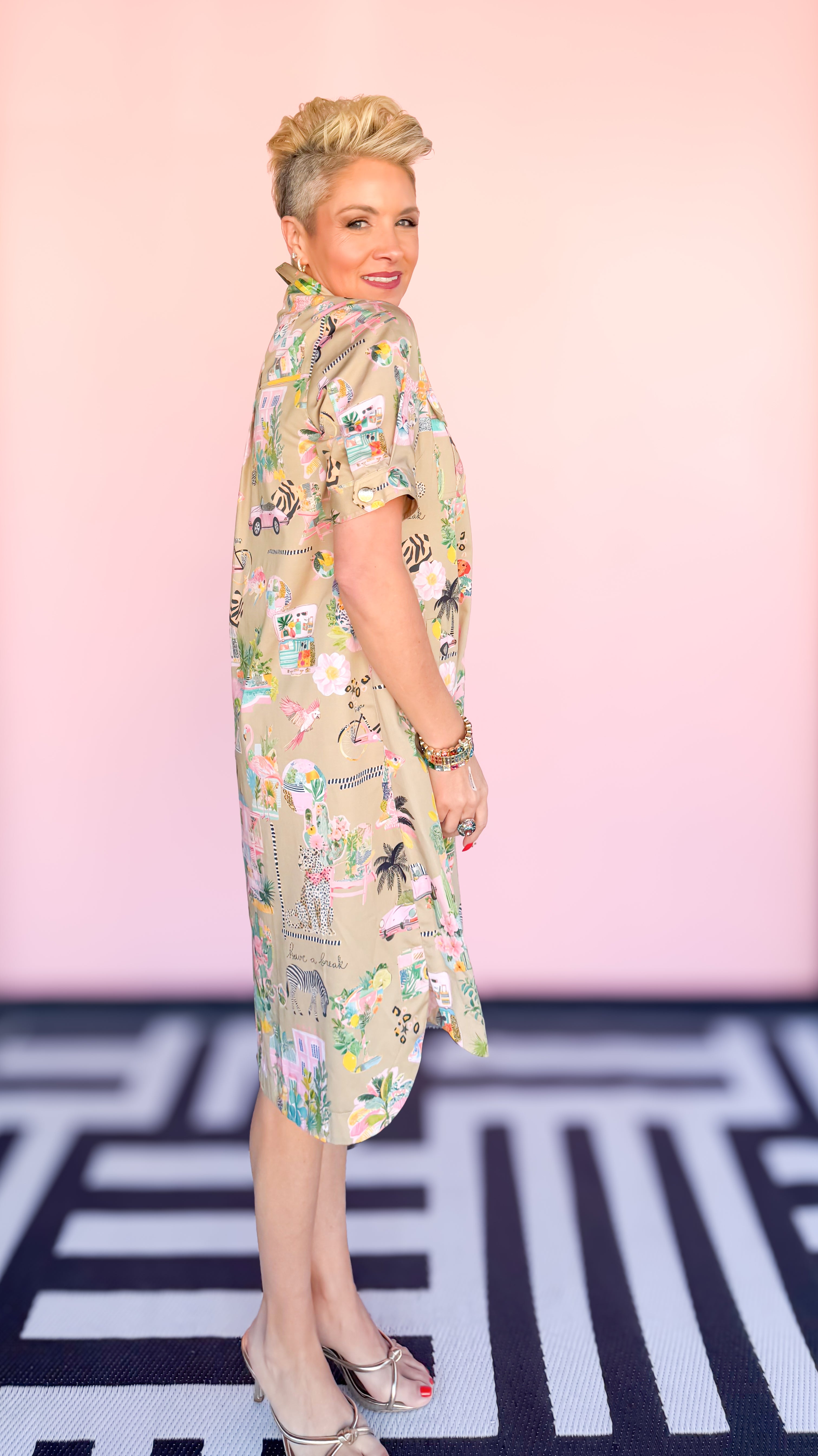 California Printed Shirt Dress/Beige - The BLVD