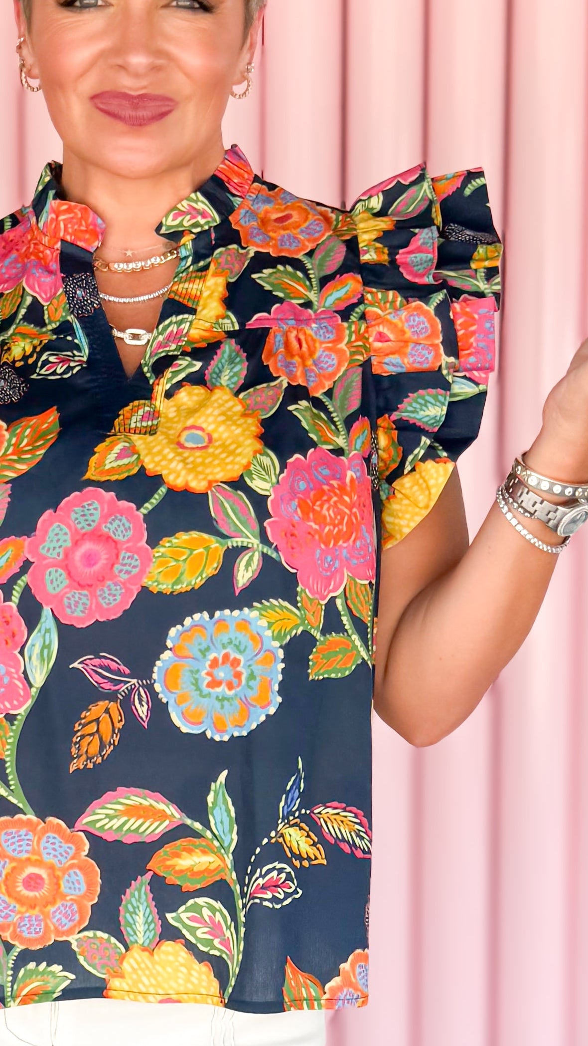 Becky Navy Floral Top