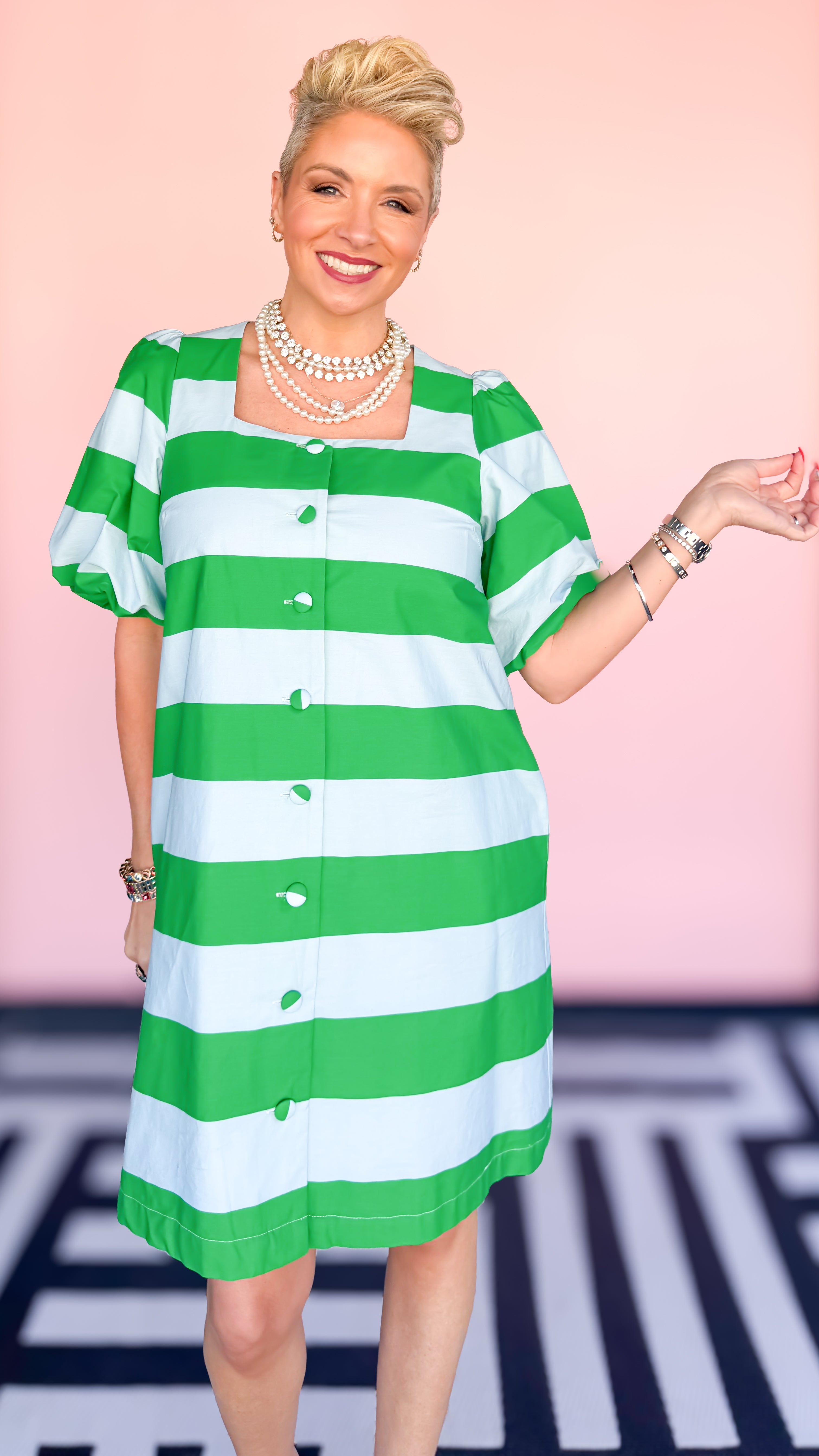 Margo Horizontal Stripe Dress/Green - The BLVD