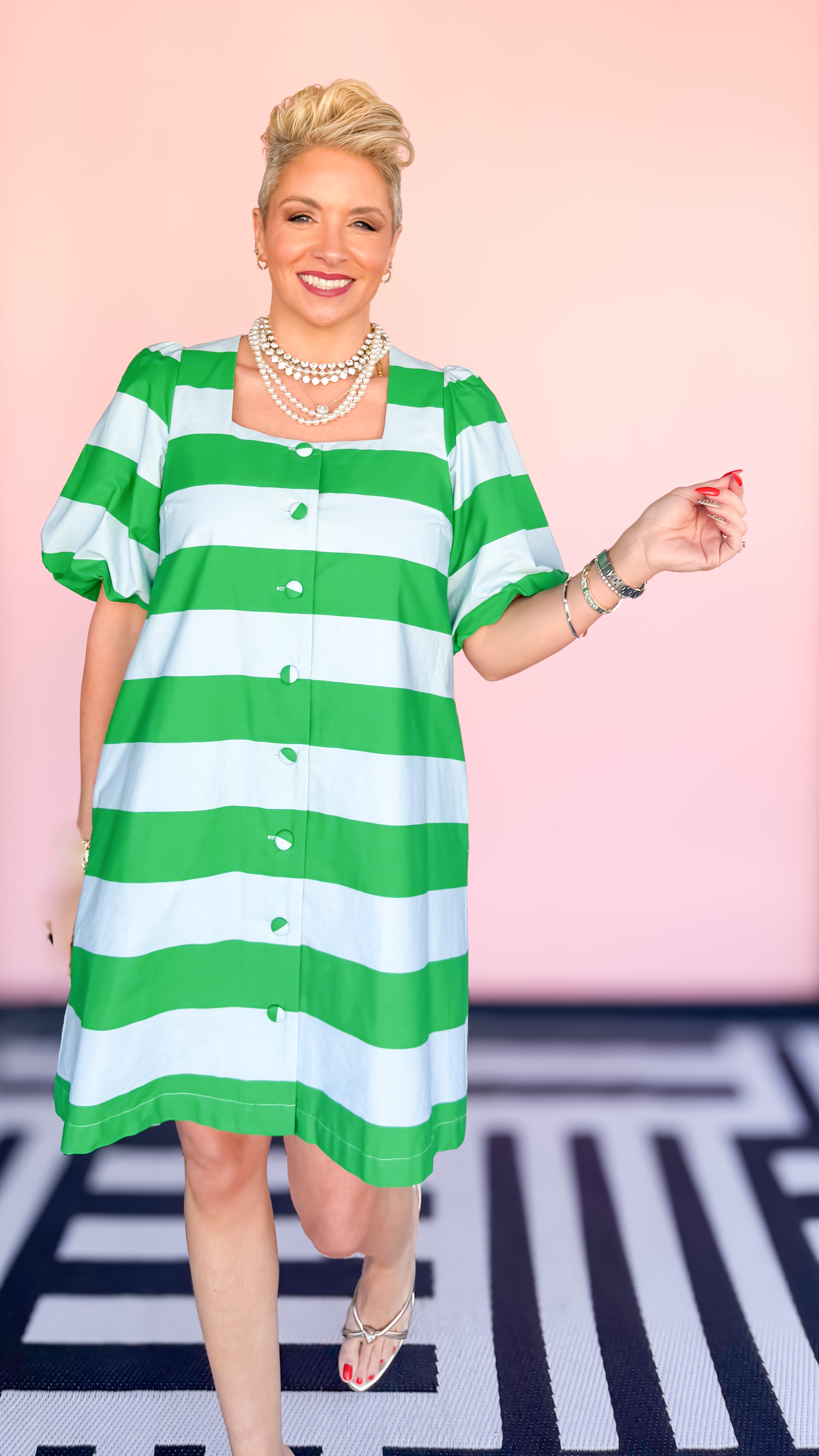 Margo Horizontal Stripe Dress/Green - The BLVD