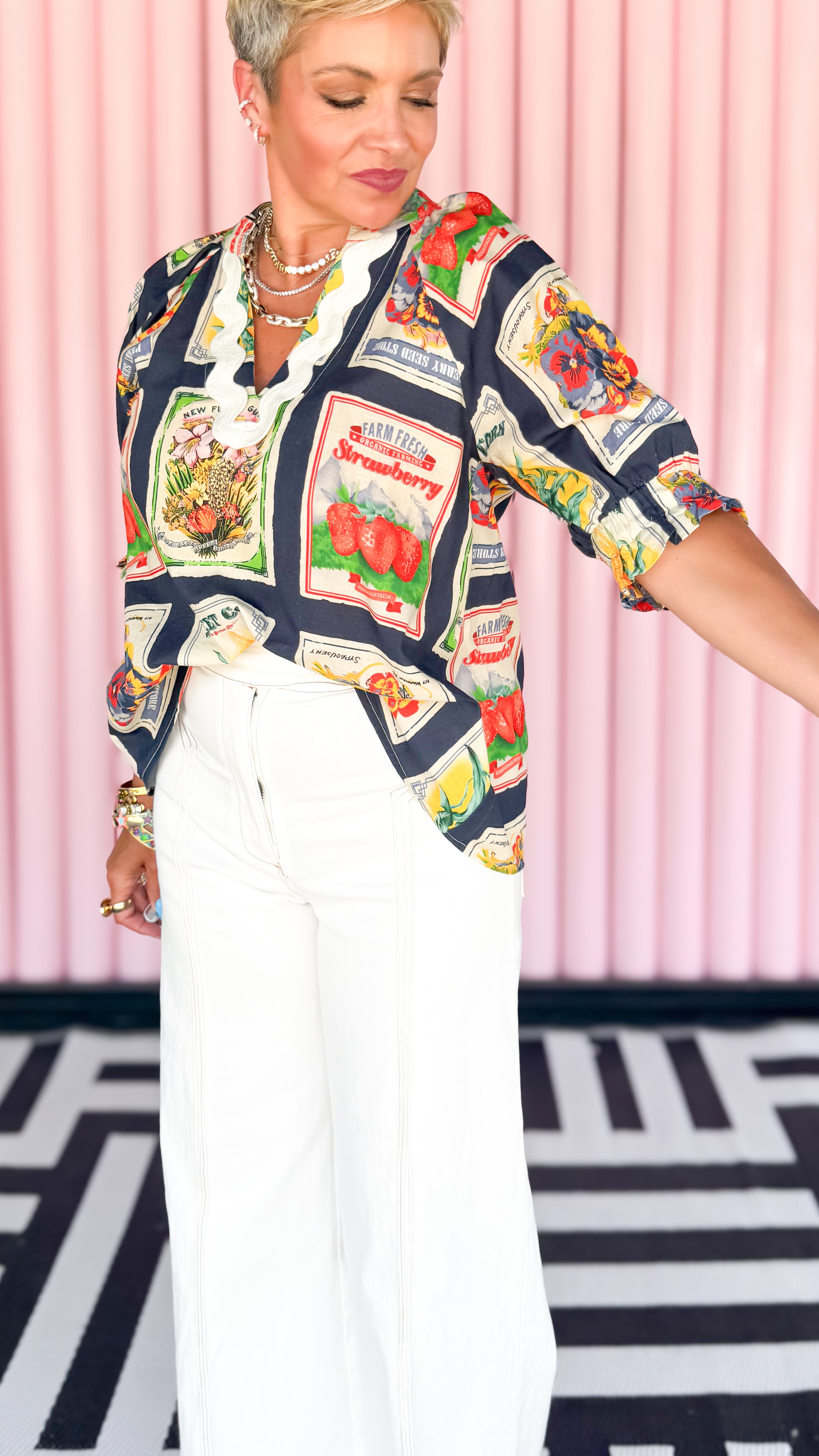 Seed Packet Blouse/Navy