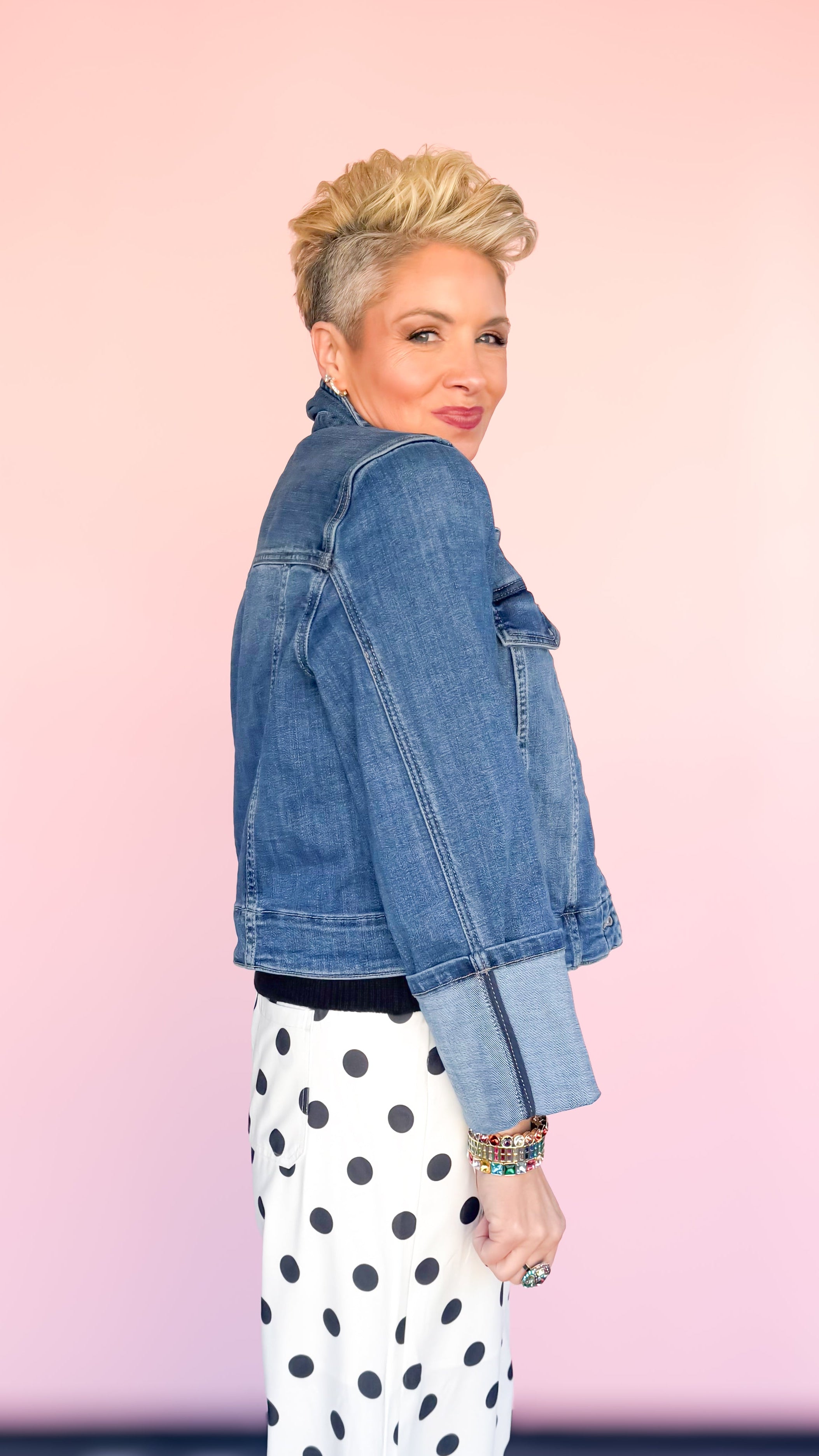 Bracelet Length Denim Jacket/Blue - The BLVD