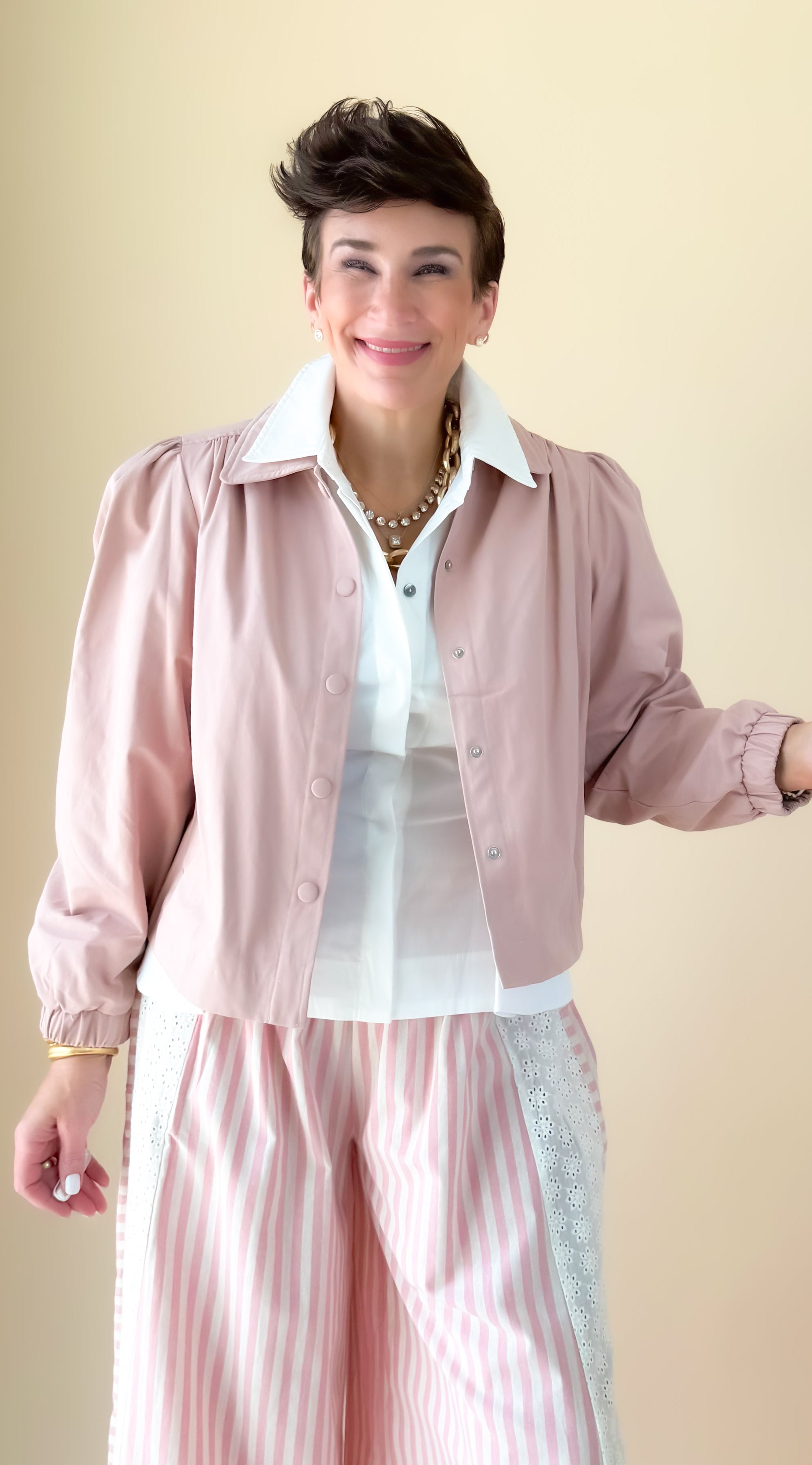 Puff Shoulder Jacket/Blush