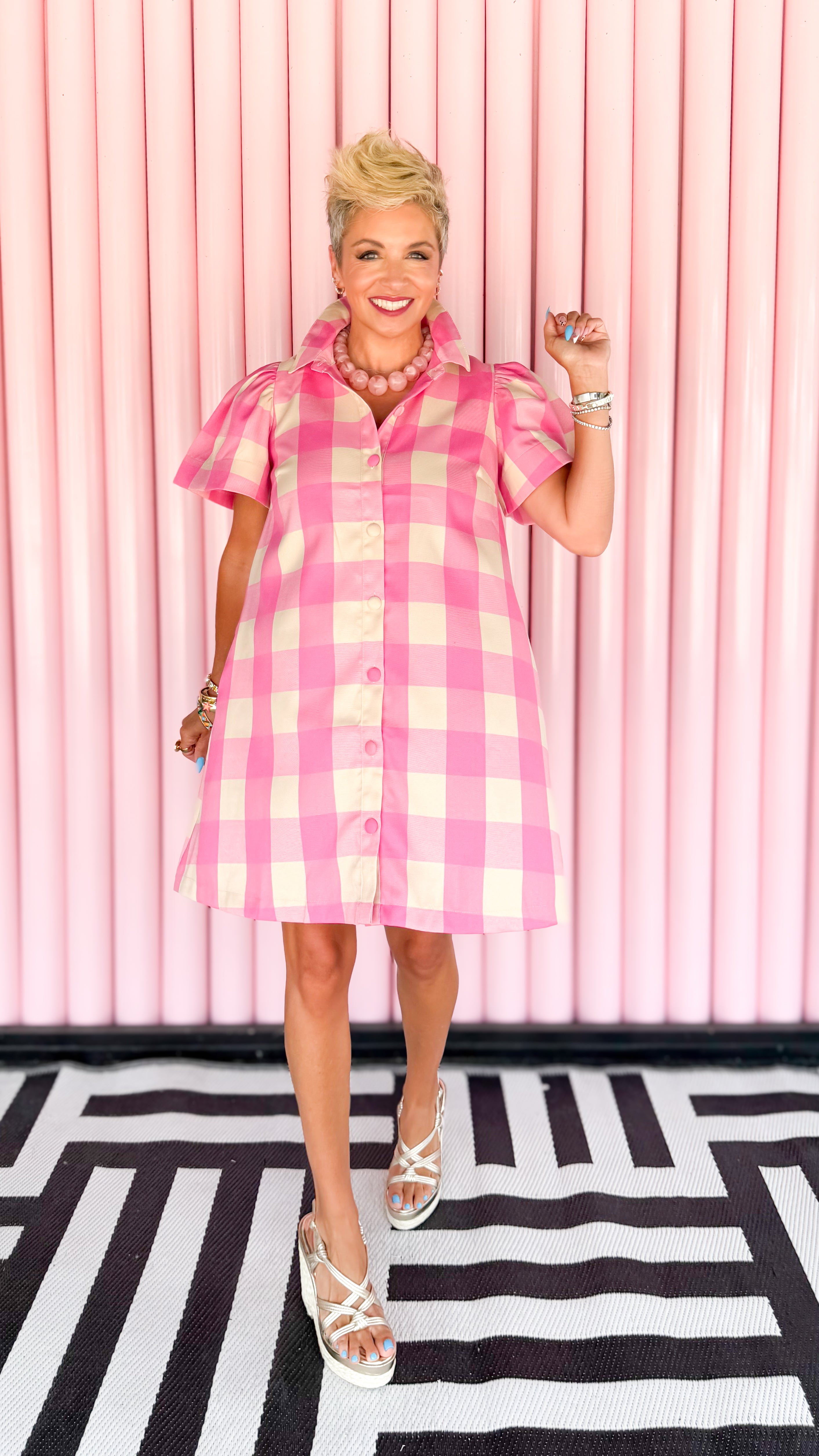 Buffalo Check Mini Dress/Pink