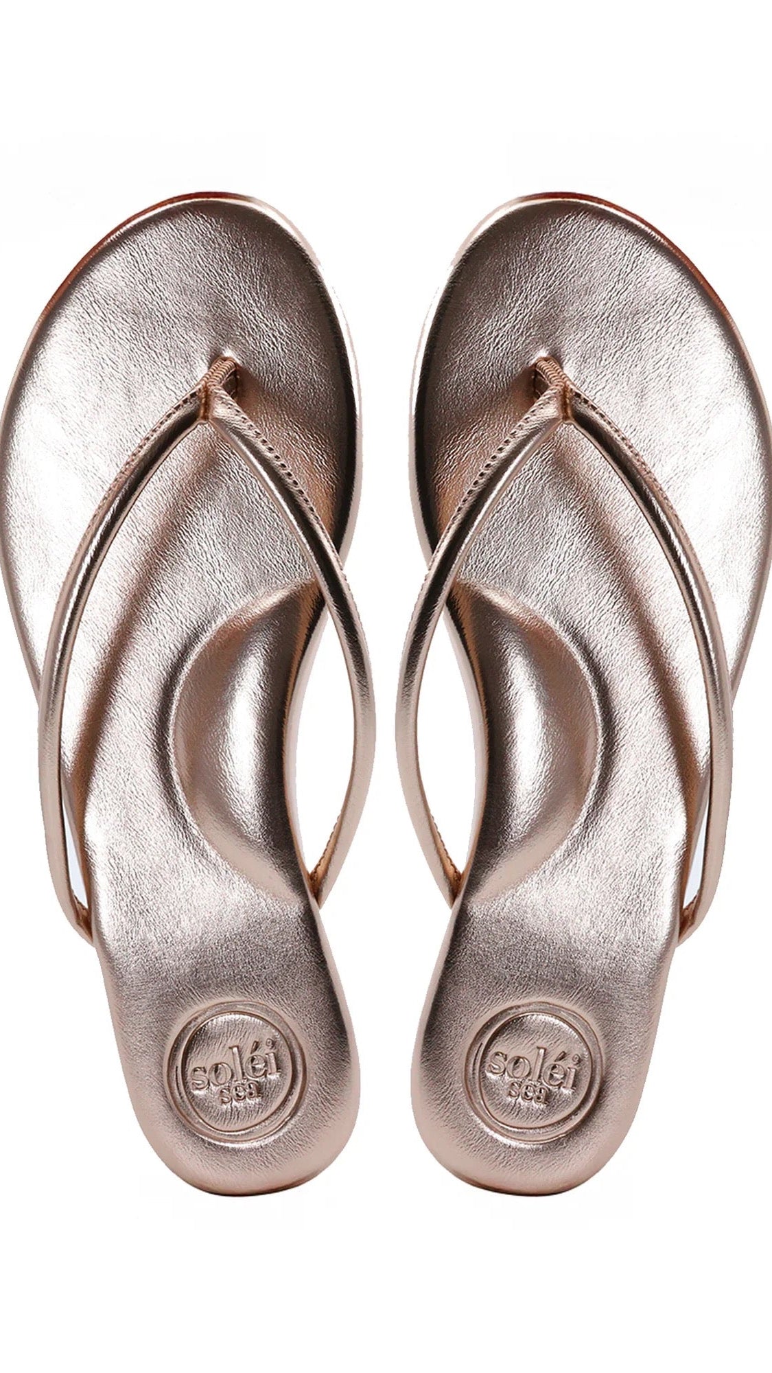 Vivie flip flop in rose gold shown on model - styled view - BLVD Boutik
