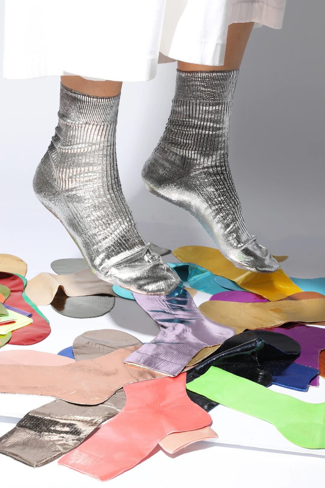 Laminated Ribbed Ankle Socks - The BLVD