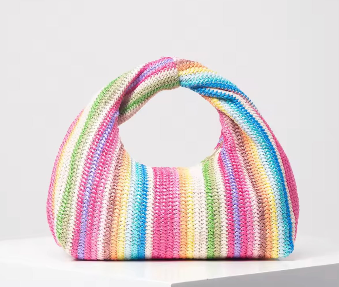 Pastel Striped Woven Purse