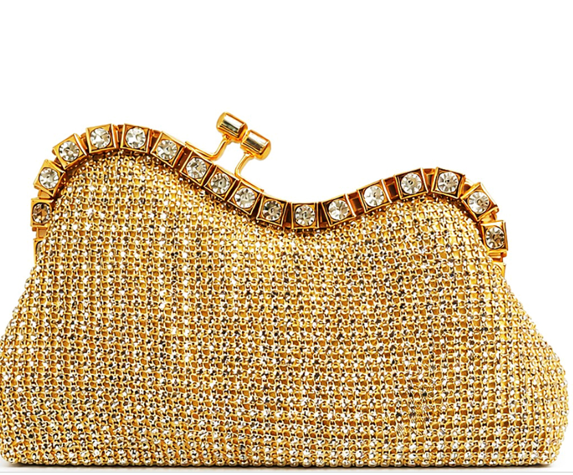 Rhinestone Wave Design Clutch Bag