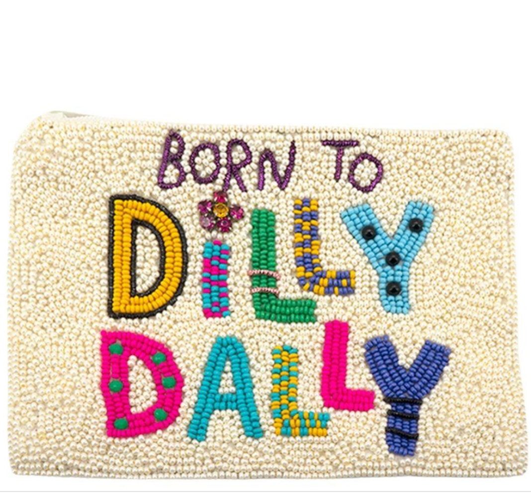 Beaded Born To Dilly Dally Coin Bag
