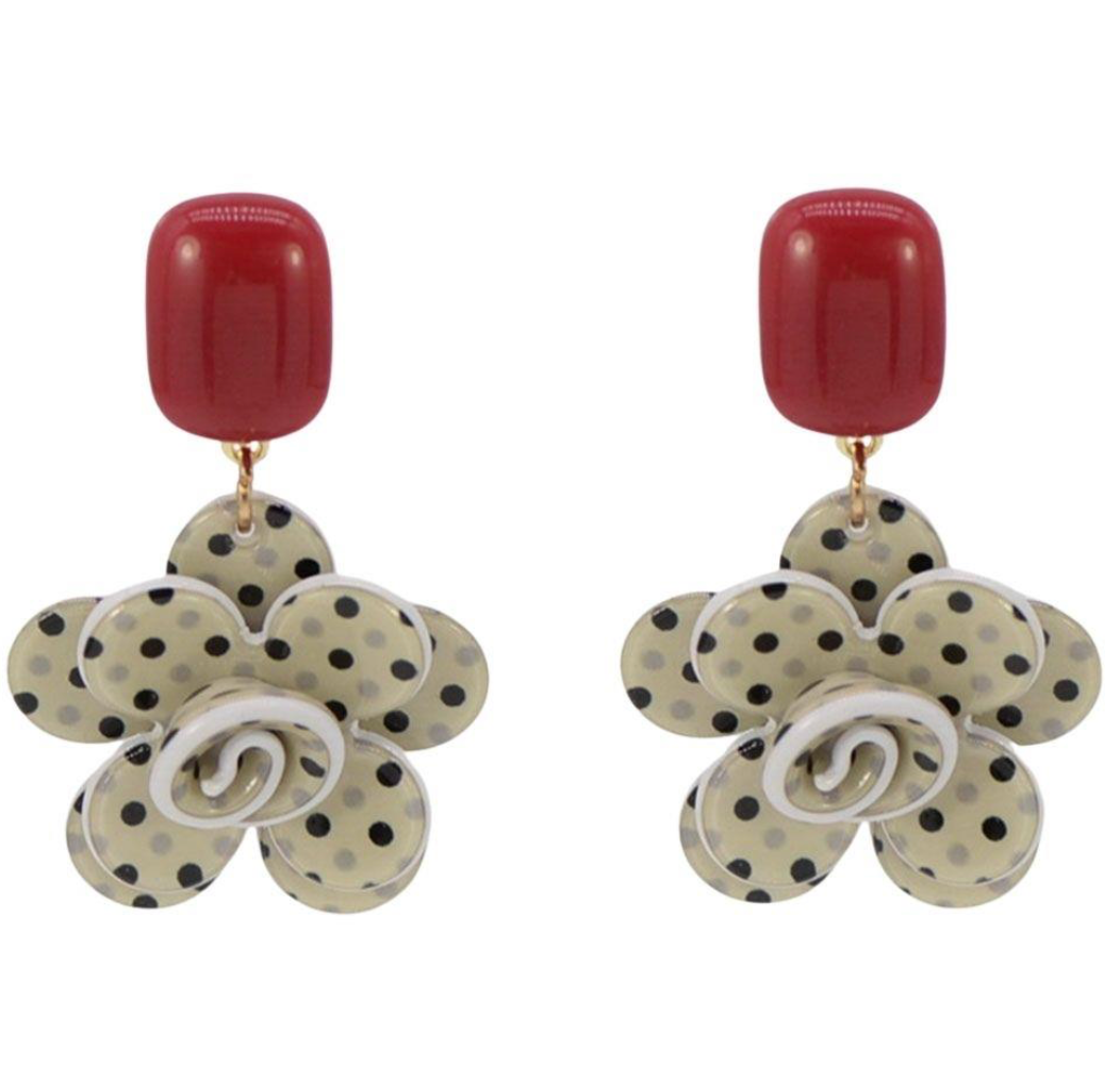 Acrylic Polka Dot Flower Earring