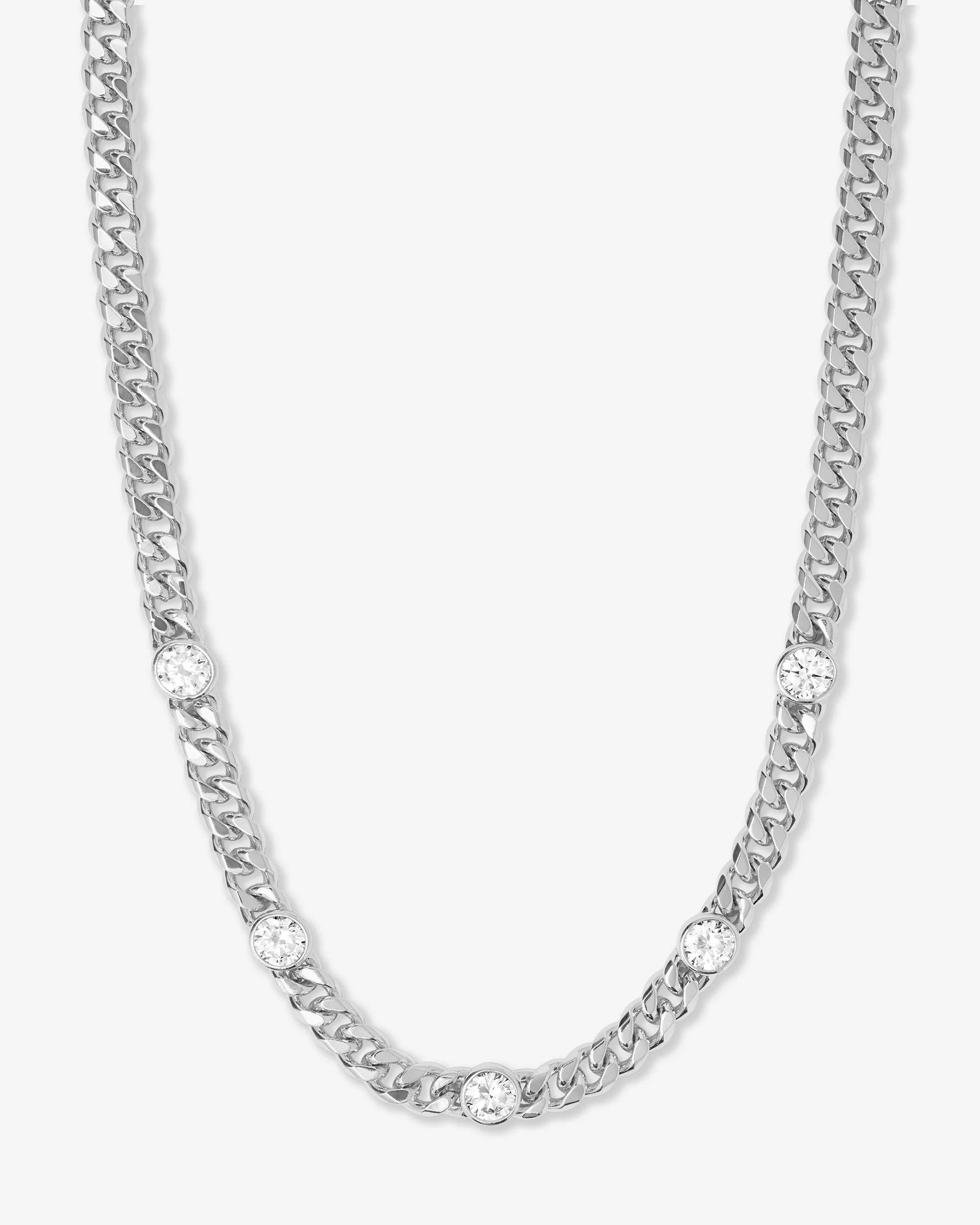 Julian 5 Diamond Necklace 16 inch jewelry detail - worn view - BLVD Boutik