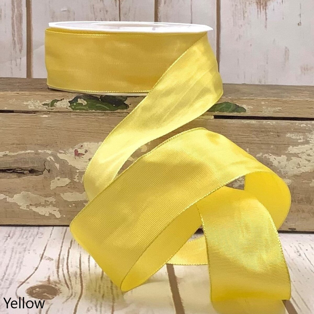 1.5" x 27 yds French wired, true yellow