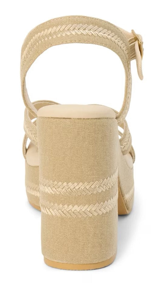 Adelaide sandal in natural shown on model - back view - BLVD Boutik