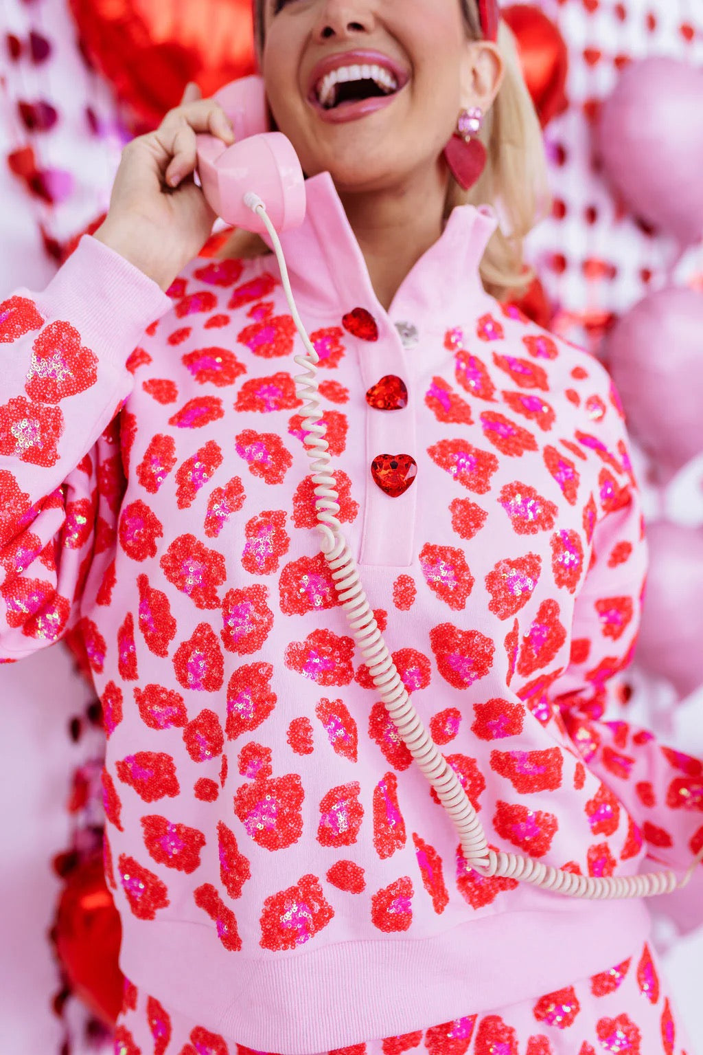 LOVELY LEOPARD MOCK NECK SWEATSHIRT