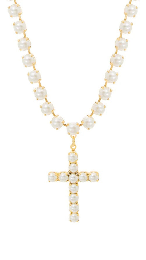 Mini Donatella Necklace In Antique Gold/pearls