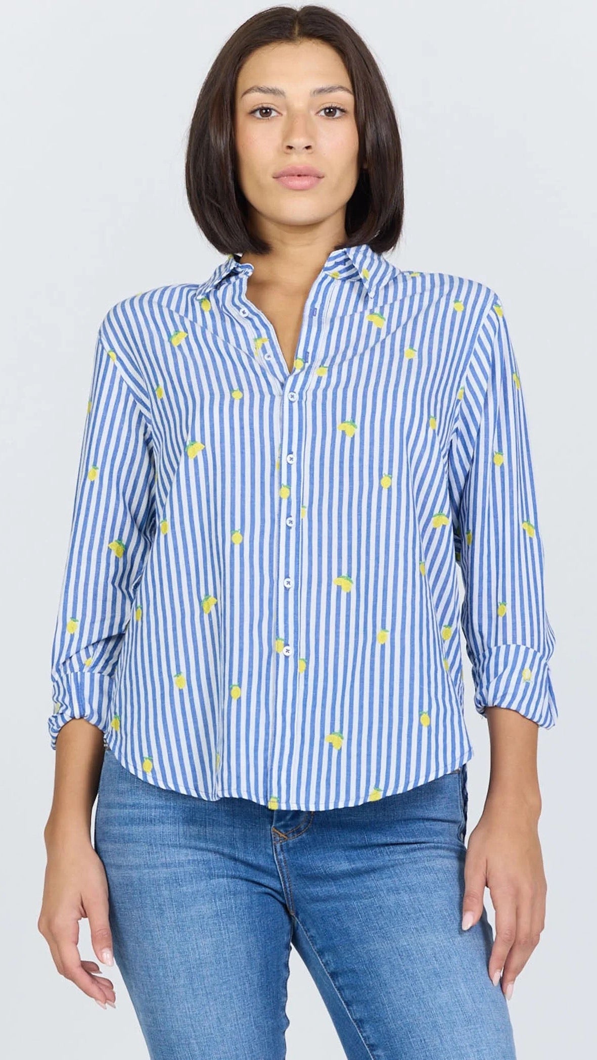 Blue Lemon Embroidered Shirt