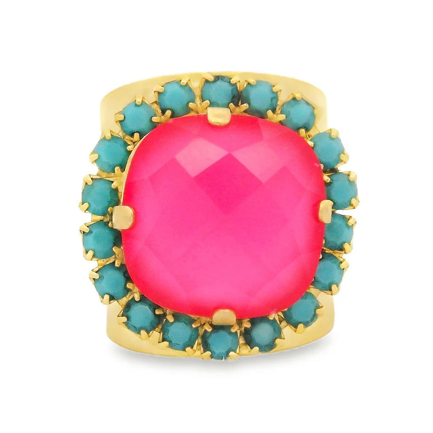 Cambrie Ring In Ultra Fuchsia/ Turquoise