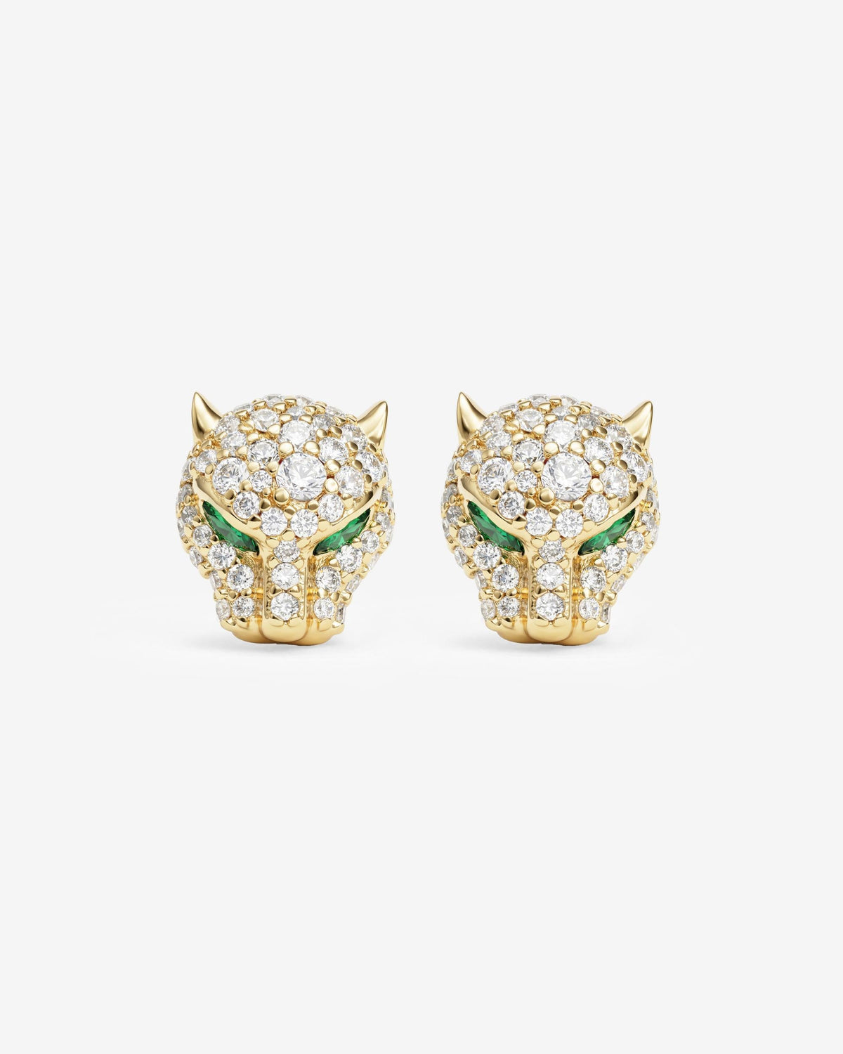 Jaguar Pavé Studs gold, front view